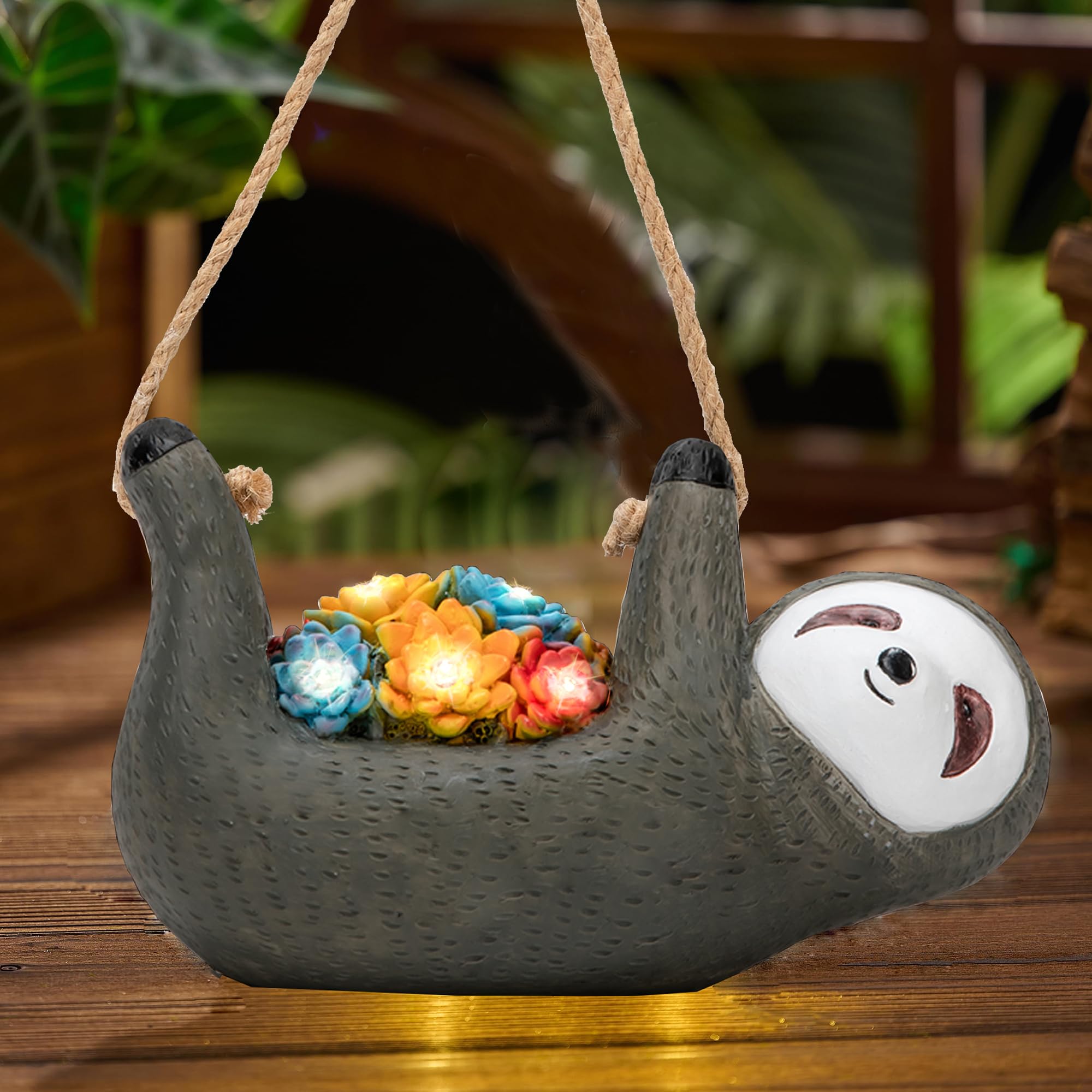 Steviieden Sloth Garden Solar Light, Cute Decor Balcony Yard Lantern Statue Garden Art Ornaments Patio Lawn Decorations Lights f