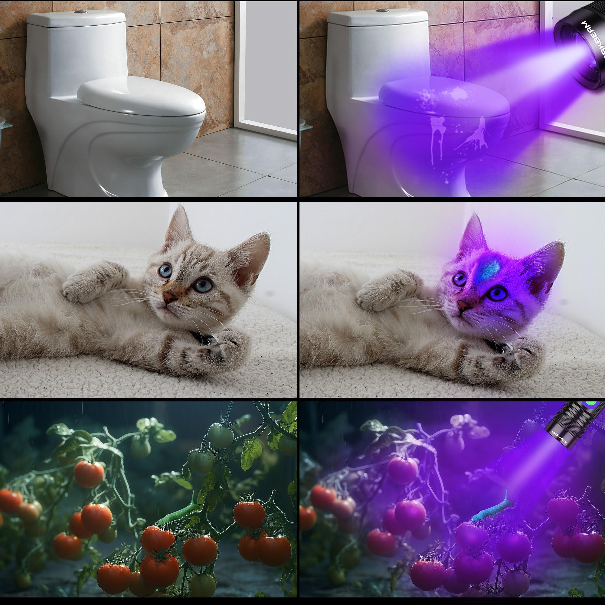 Darkbeam Uv Black Light Flashlight 395Nm - Rechargeable Usb Woods Lamp, Powerful Mini Ultraviolet Led Blacklight Flashlights - R