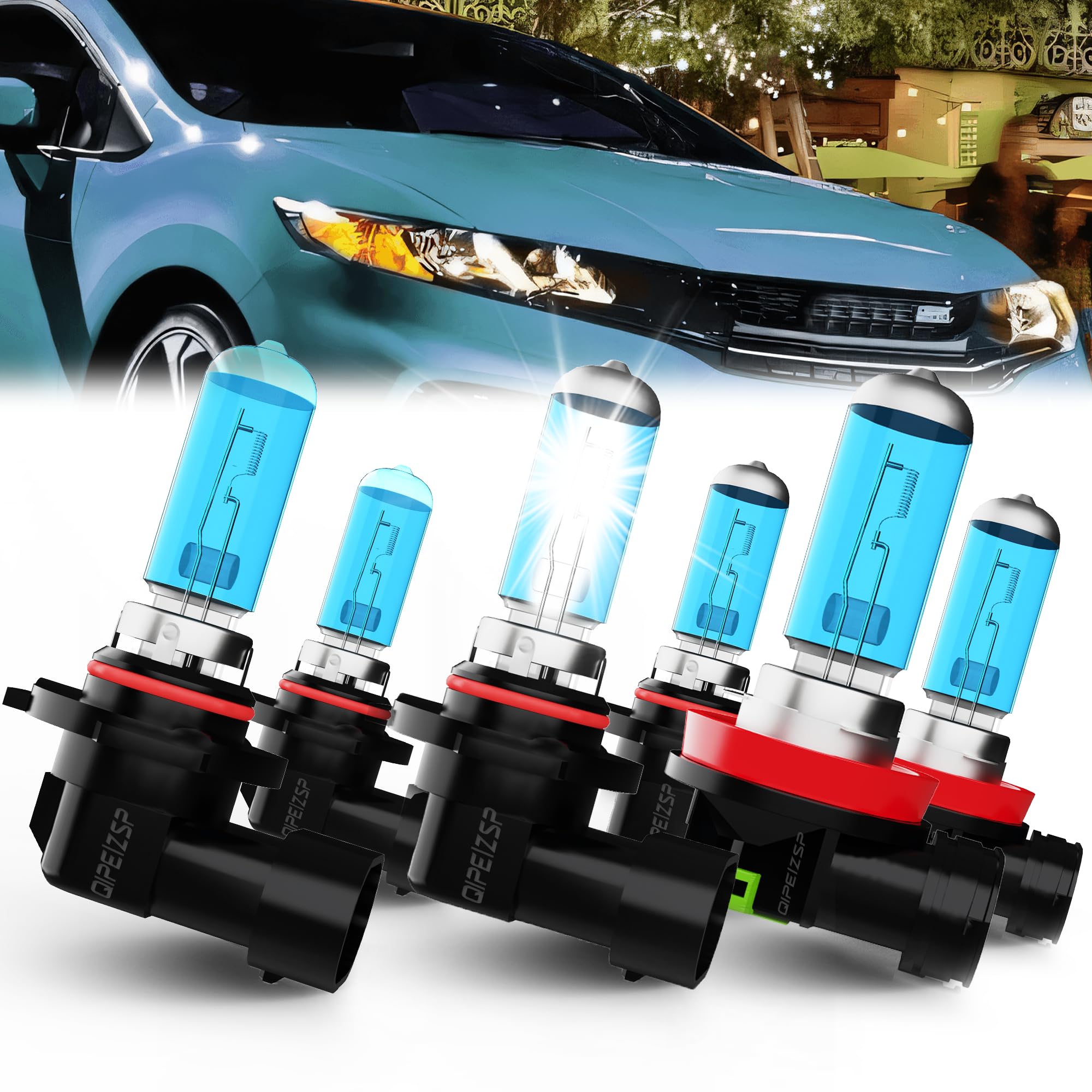 QIPEIZSP Compatible With Honda Civic 2006 2007 2008 2009 2010 2011 2012 2013 Lights Headlight Bulbs 9005/HB3/H10 High Beam + 900