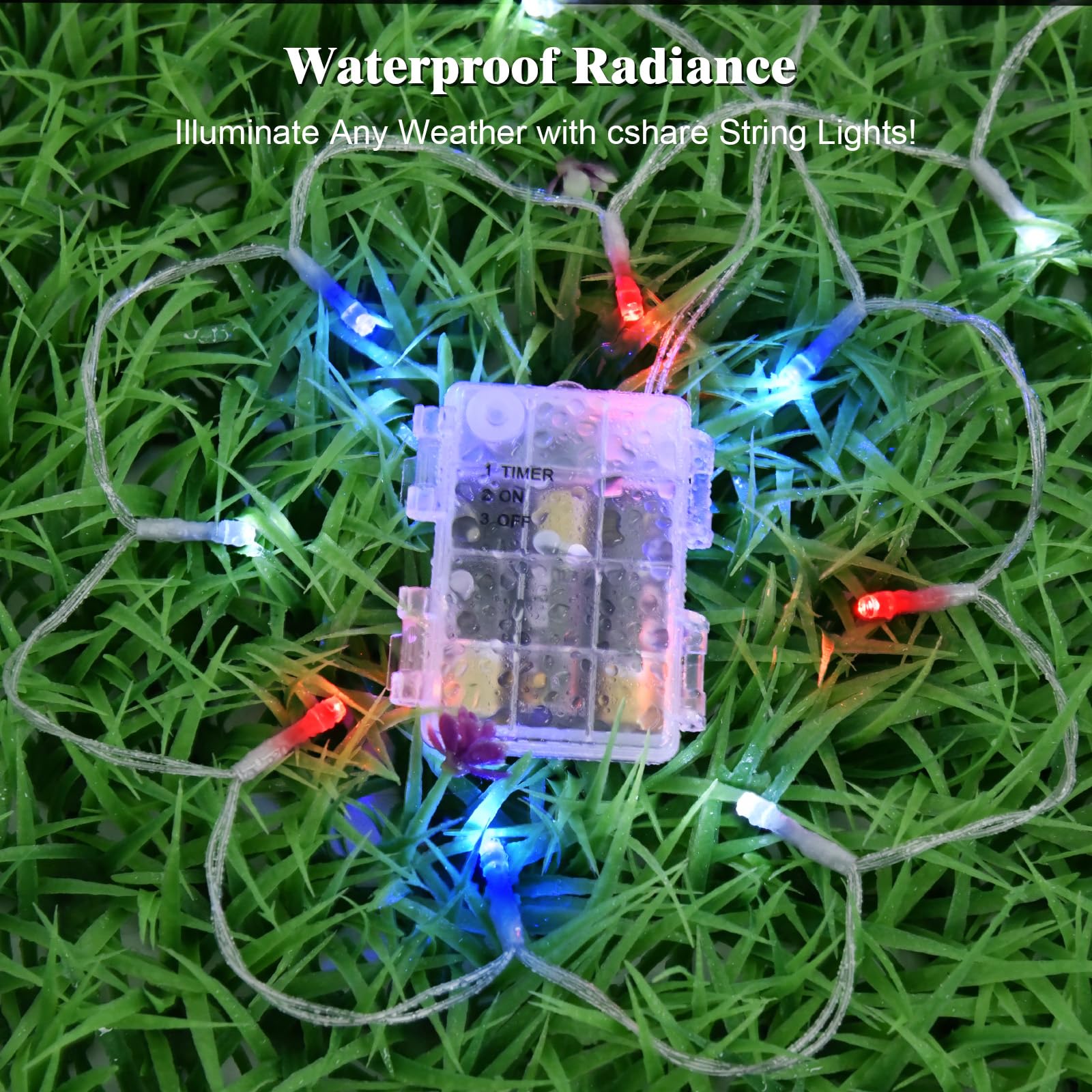 Cshare Red White And Blue Lights Battery Operated, 4Th Of July Lights With Timer Outdoor Waterproof 9.8Ft 30 Led For 4Th Of July