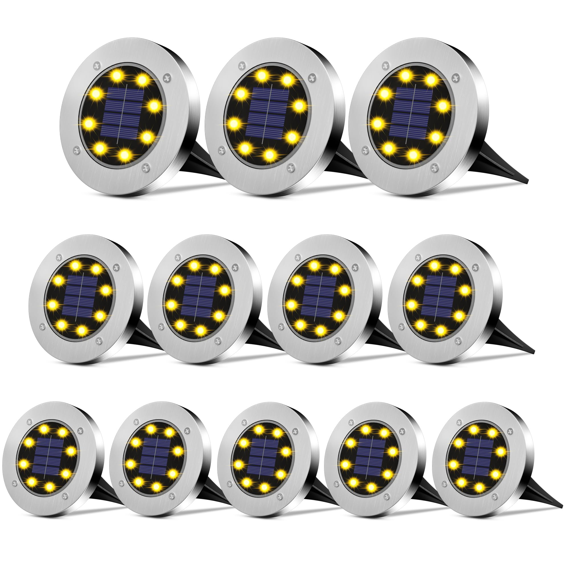 DUUDO Solar Lights Outdoor Waterproof 12Pack, Solar Garden Lights Pathway Lights Bright In-Ground Lights Landscape Lighting Outd