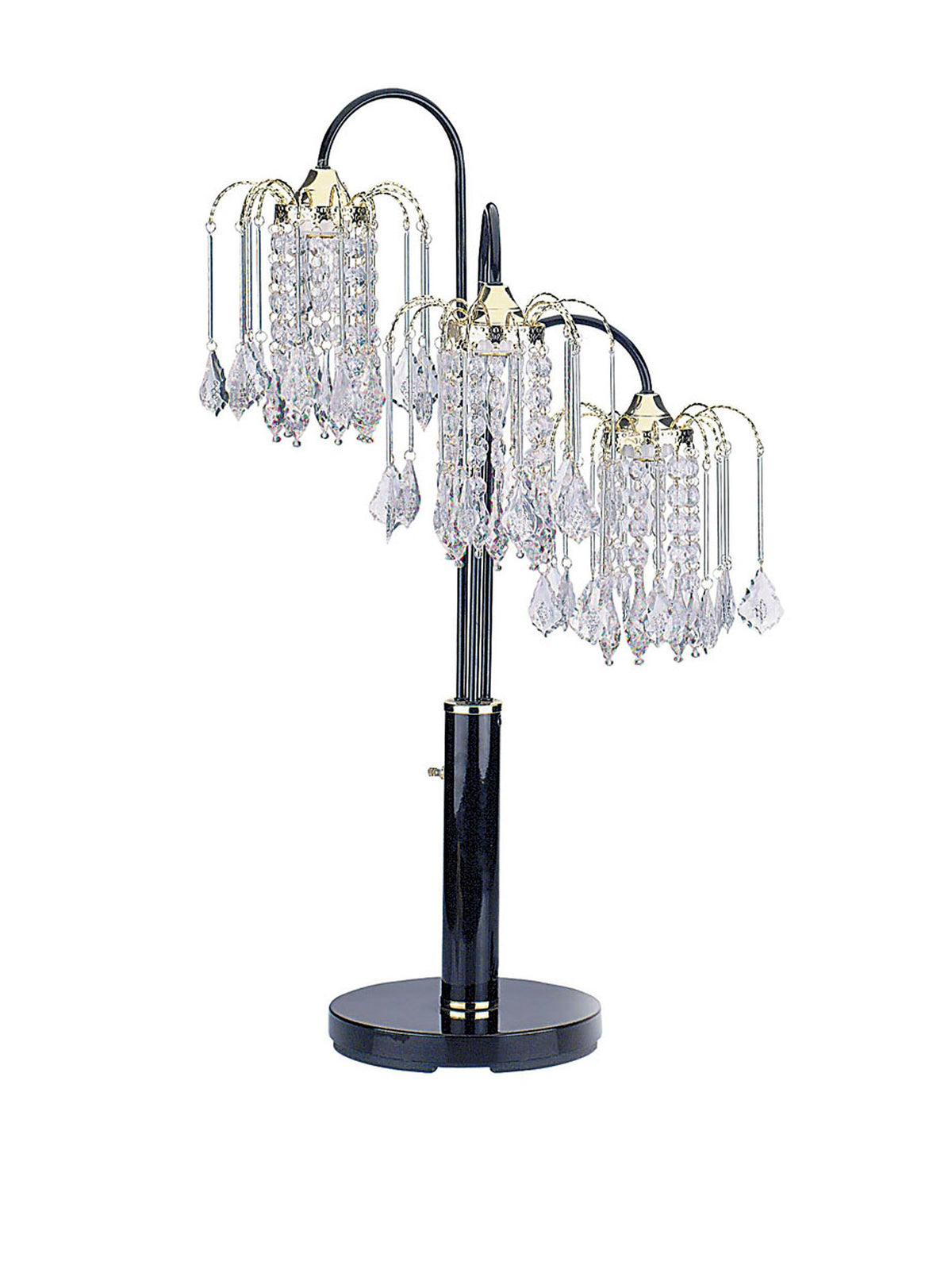 Ore International Black Table Lamp With Crystal-Like Shades, 34&quot; Steel Design