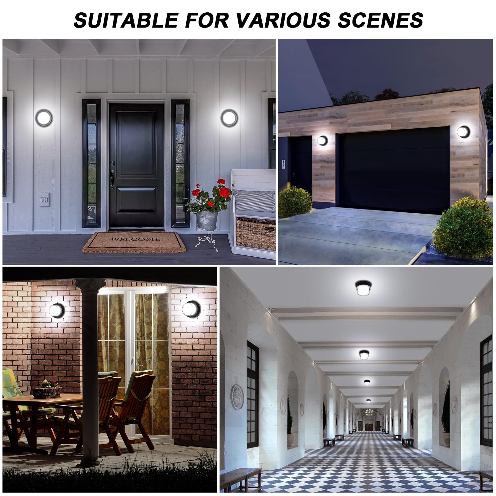 Tomourd Outdoor Led Flood Lights  Waterproof Modern Exterior Wall Light  12W Anti Rust Outside Porch Lighting With 6000K Daylight Small Circle Wall Mount Fixtures For House Backdoor Yard Entryway