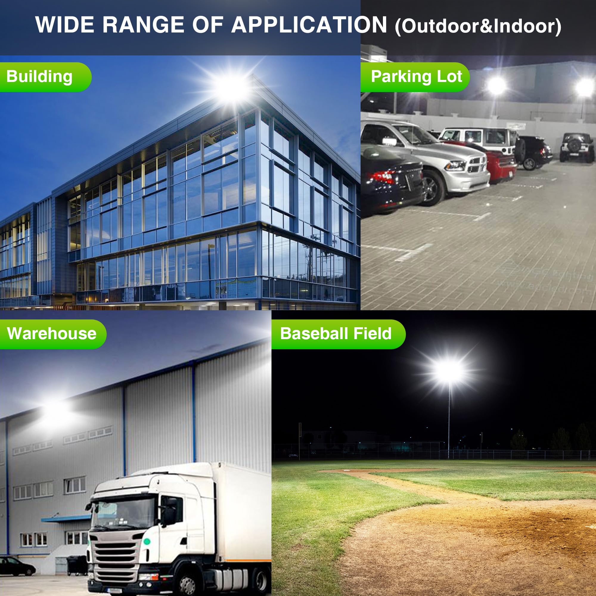 STASUN LED Flood Light Outdoor 600W 60000lm 6000K IP66 Waterproof Commercial Light, 3 Heads for Yard & Stadium