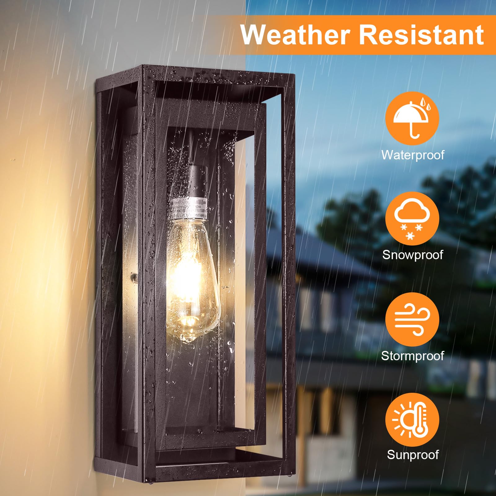 Slypadan 15'' Large Oil Rubbed Bronze Outdoor Light Fixture, Orb Outdoor Sconces, Modern Waterproof Wall Lights With Clear Glass