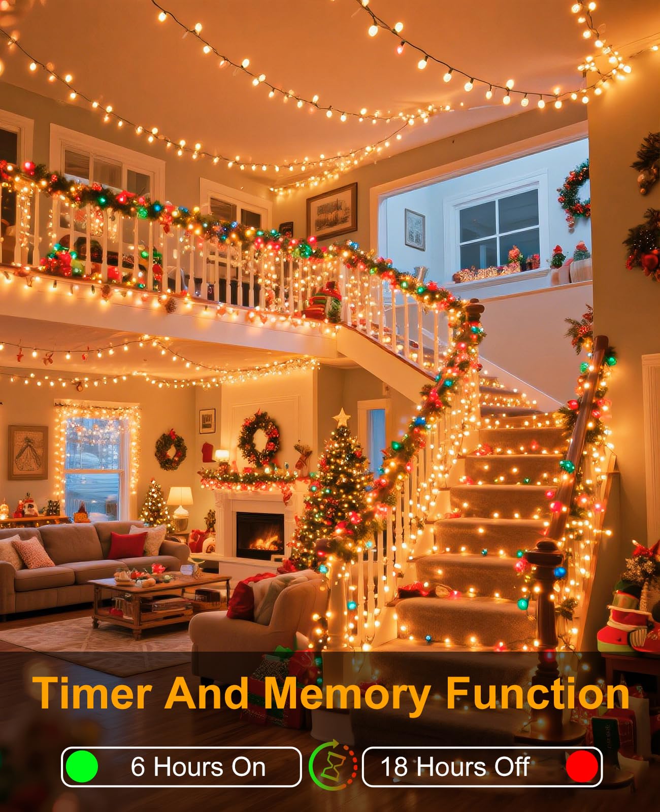 Xmasbokeh 40Ft 120 Led Christmas Lights Outdoor  Warm White Christmas String Lights With 8 Modes & Waterproof  Connectable Plug In Christmas Tree Lights For Indoor Bedroom Yard Holiday Decorations