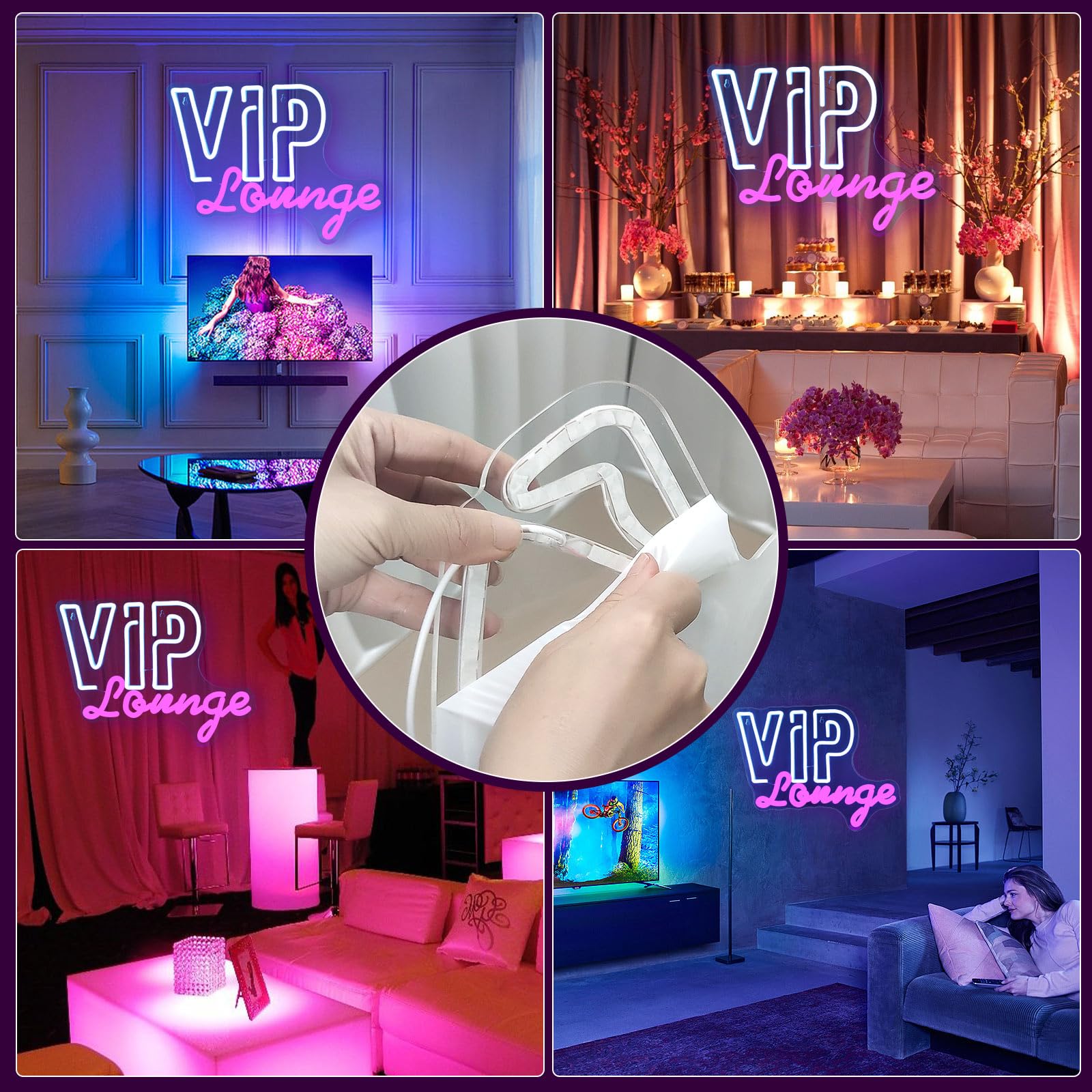 JEDAEMEN LED Neon Light Sign for Wall Decor, USB Powered, White Pink Color, Perfect for Room and Birthday Party Decoration