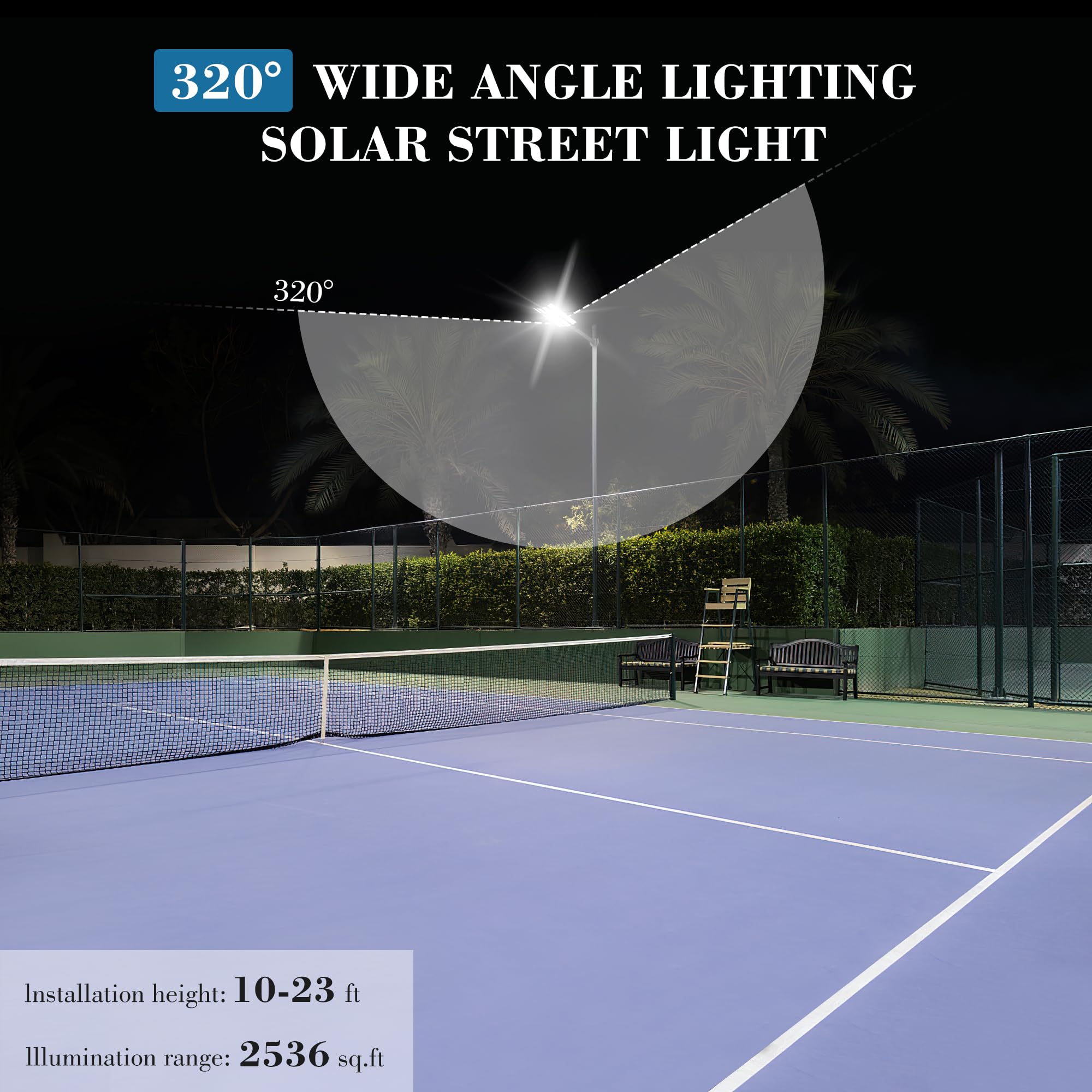 Okpro 9800W Solar Street Lights Outdoor - 7000K Wide Angle Solar Lights Outdoor With Motion Sensor & Dusk To Dawn, Ip66 Waterpro