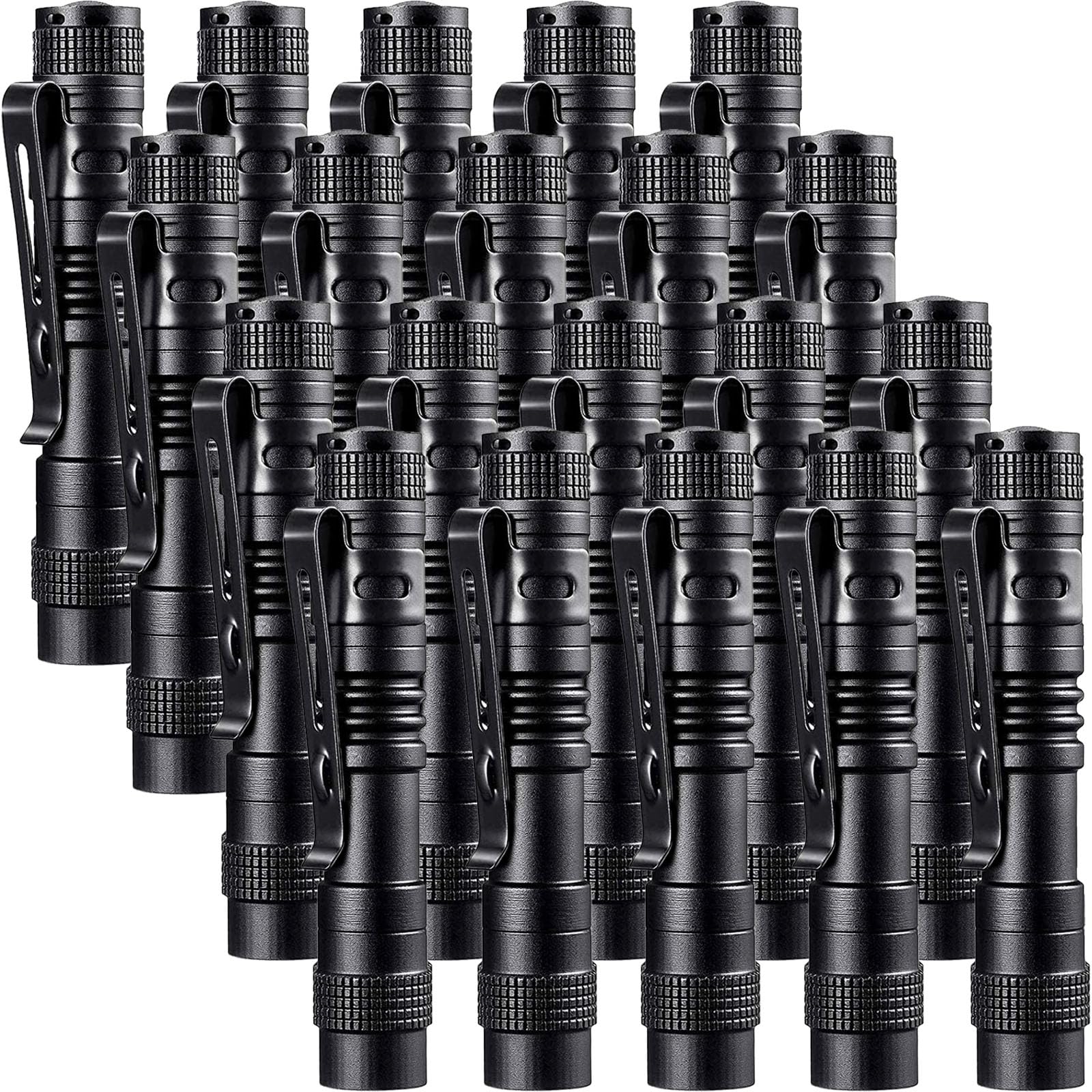 Beieverluck 20 Pack Mini Pen Light Flashlights, Waterproof Led Pocket Lights, Black