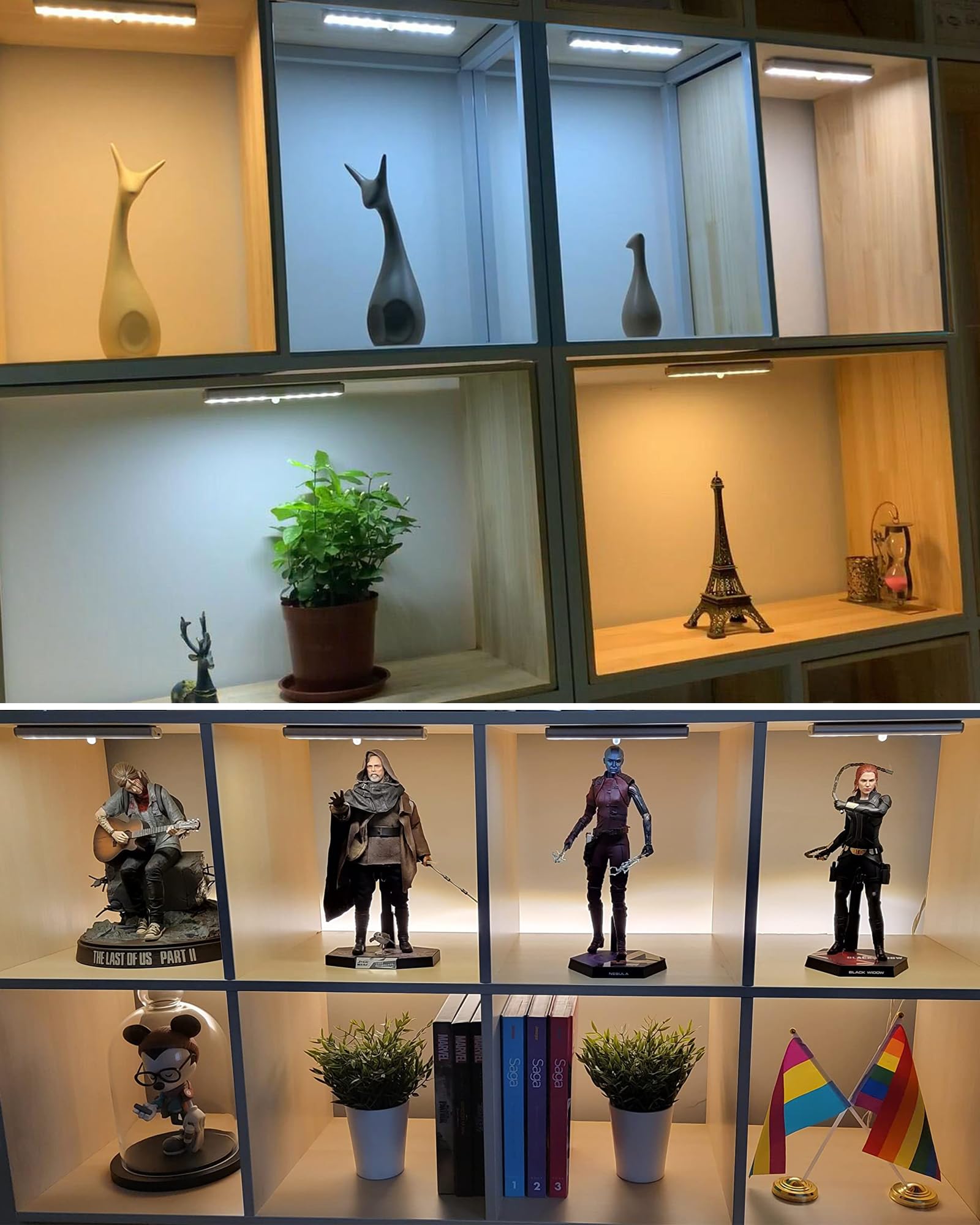 Szokled Under Cabinet Lighting Rechargeable 20-Led Remote Under Cabinet Lights, Kitchen Counter Lights Closet Light Bar, 3 Color