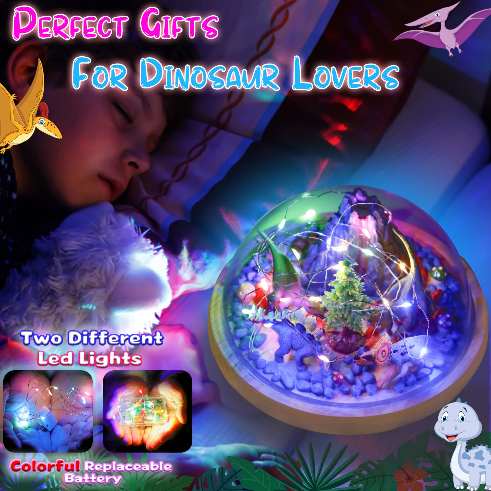 Y YOFUN Make Your Own Dinosaur Night Light - Dinosaur Toys for Kids,Toy Decor & Arts Crafts Night Light Set, Gifts for Boys Age