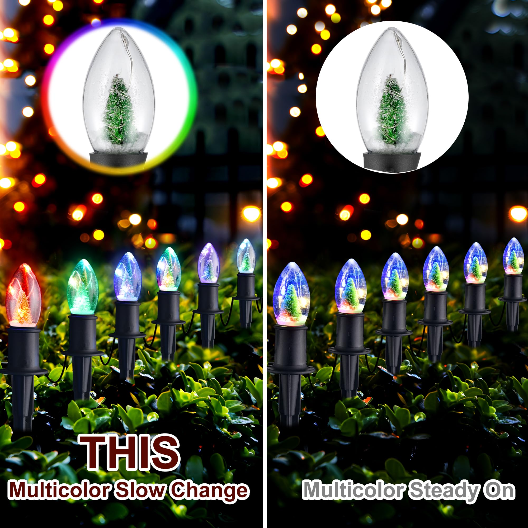 C9 Christmas Pathway Lights Outdoor,24.2Ft Multicolored Flickering String Lights Led Christmas Walkway 20 Christmas Tree Light B