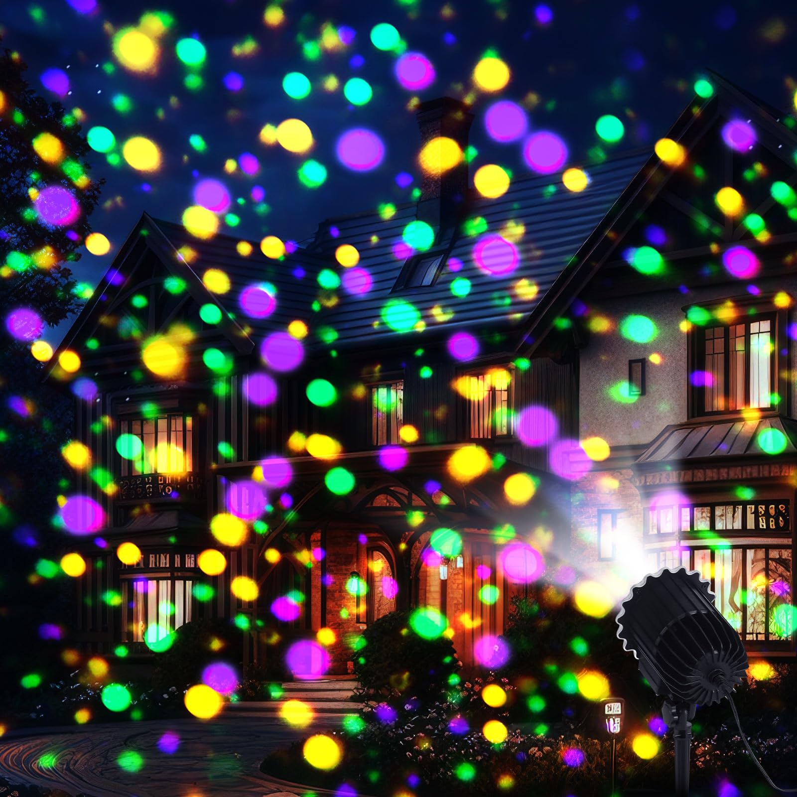 Lingvee Mardi Gras Holiday Projector Light with 1 Film Slides LED Projector Lights Outdoor Reflectors Waterproof Landscape Decor