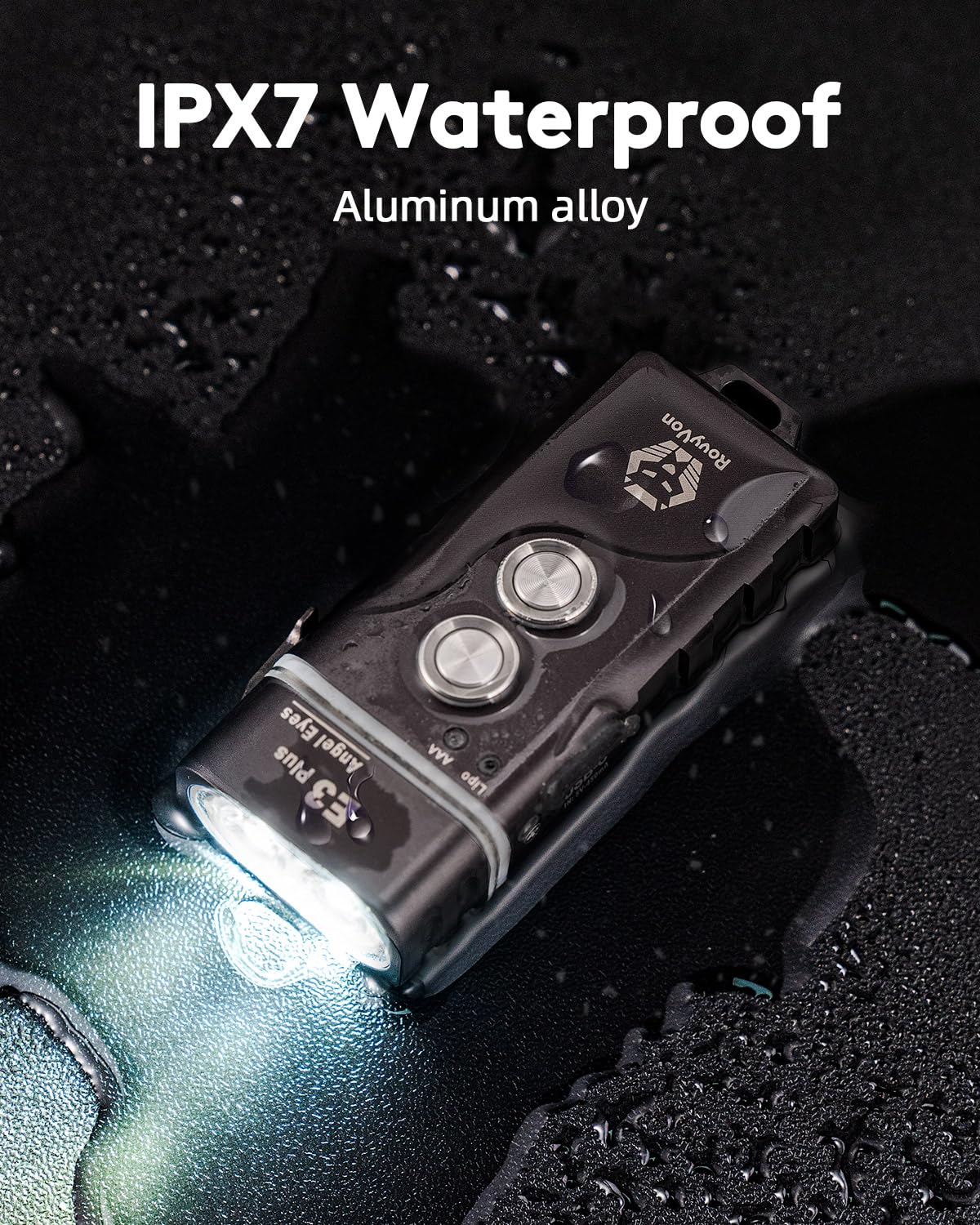 RovyVon E3 Plus Keychain Flashlight 700 Lumen Dual Power Rechargeable G1 Grey Cool White Waterproof for Camping, Hiking, Emergency