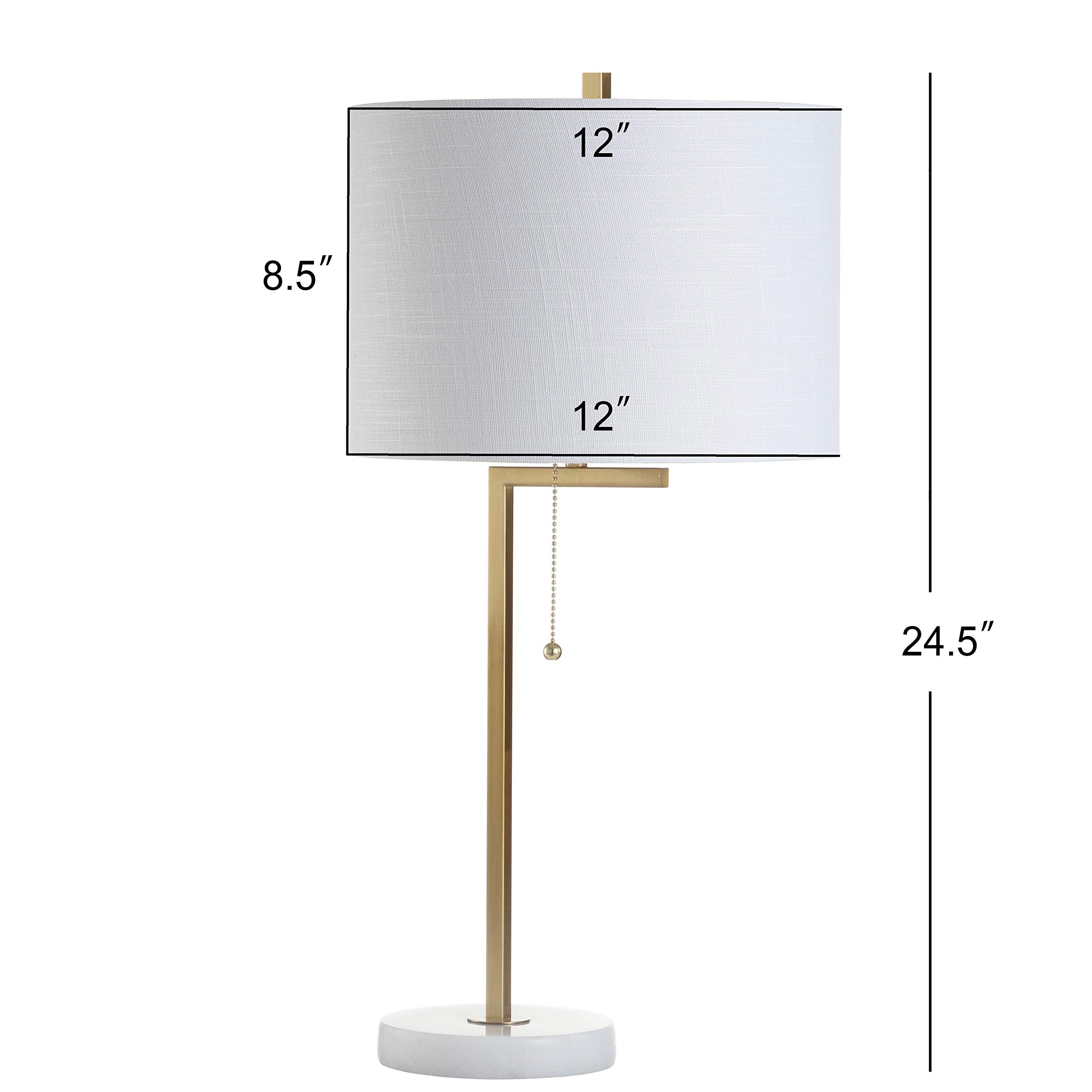 JONATHAN Y Alyssa 24.5in Metal/Marble LED Table Lamp, Brass Gold/White, Model JYL1043A, Contemporary Design for Bedroom, Living Room, Office