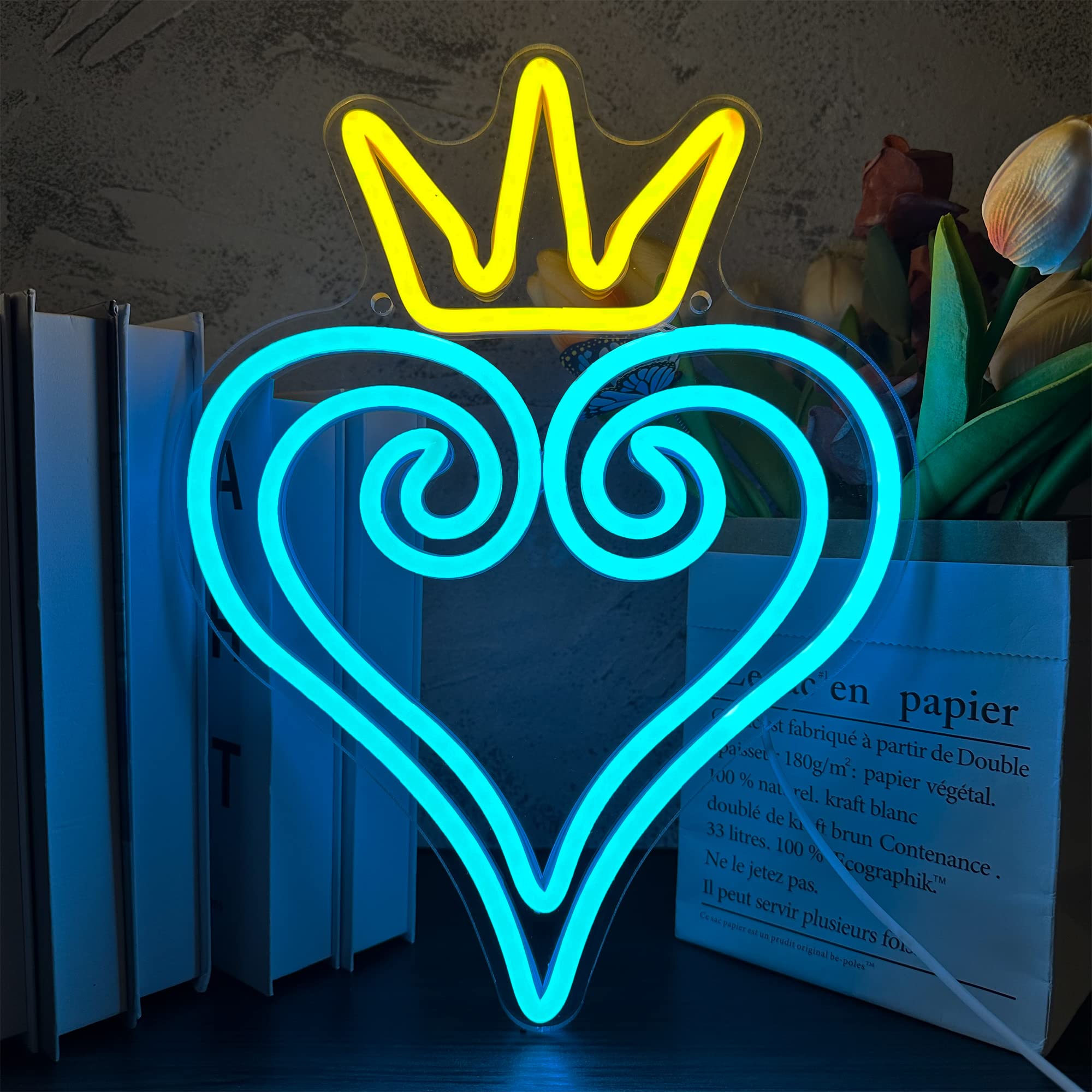 Manimo LED Neon Sign for Wall Decor, Hearts, 9.8x13in, USB Powered, Anime Game Room Decor