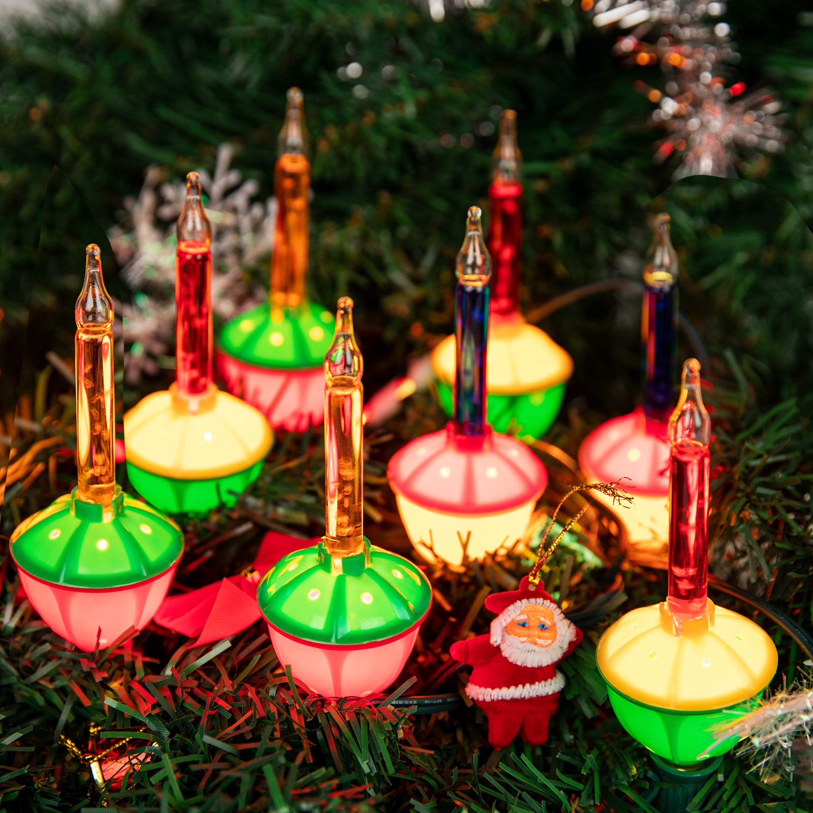 Christmas Bubble String Lights, 7 Lights Connectable Vintage Christmas Lights, Indoor String Lights For For Christmas Tree Fireplace Mantel, Old Fashion Christmas Decorations, 2 Pack