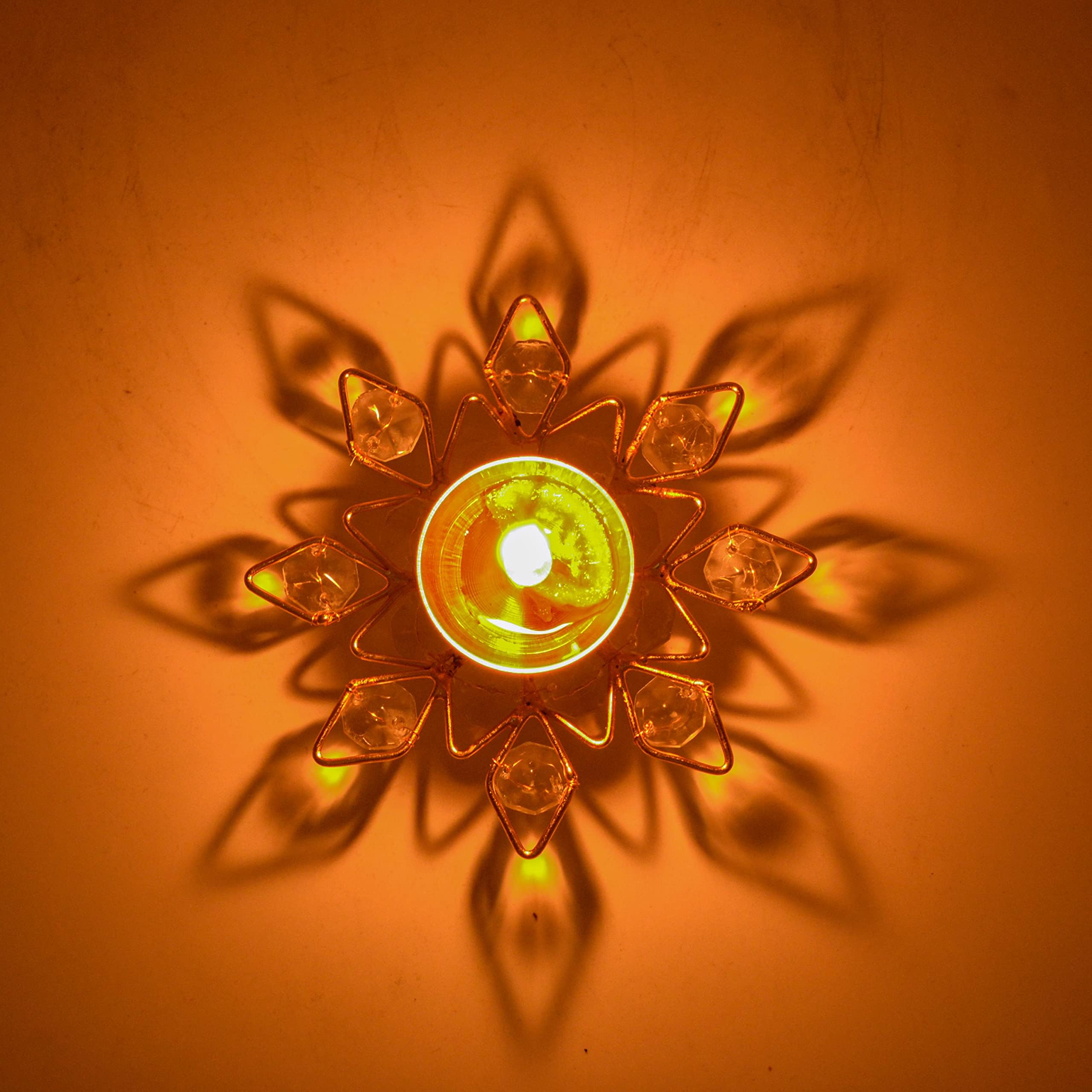 CraftVatika Crystal Akhand Brass Diya Deepak Brass Oil Puja Lamp for Diwali Decoration Items for Home Decor and Gift Items Offic