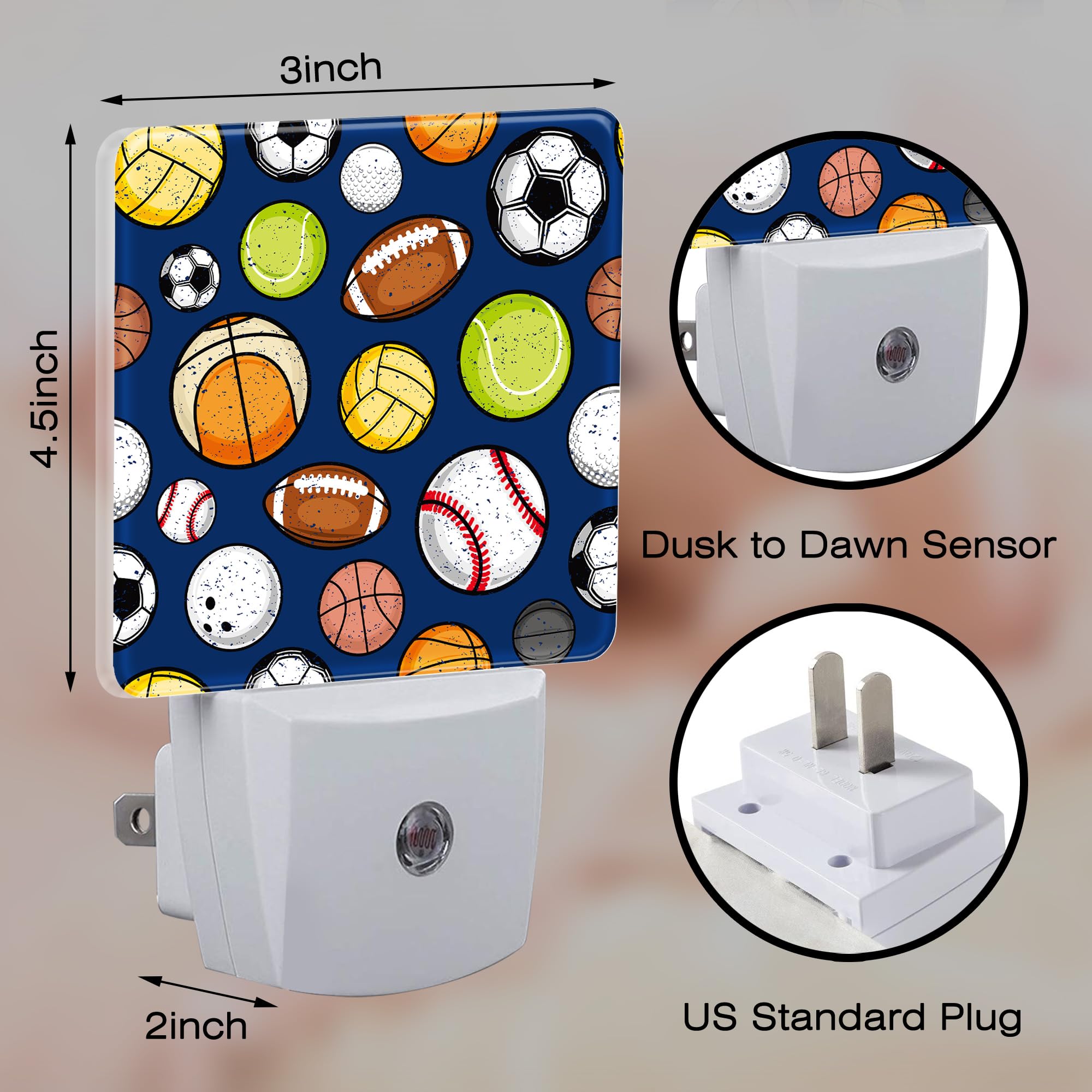 sndheke Retro Sports Balls Night Light, 0.5w Energy Saving, Colorful Plug-in for Kids, Model SBD04, Color23