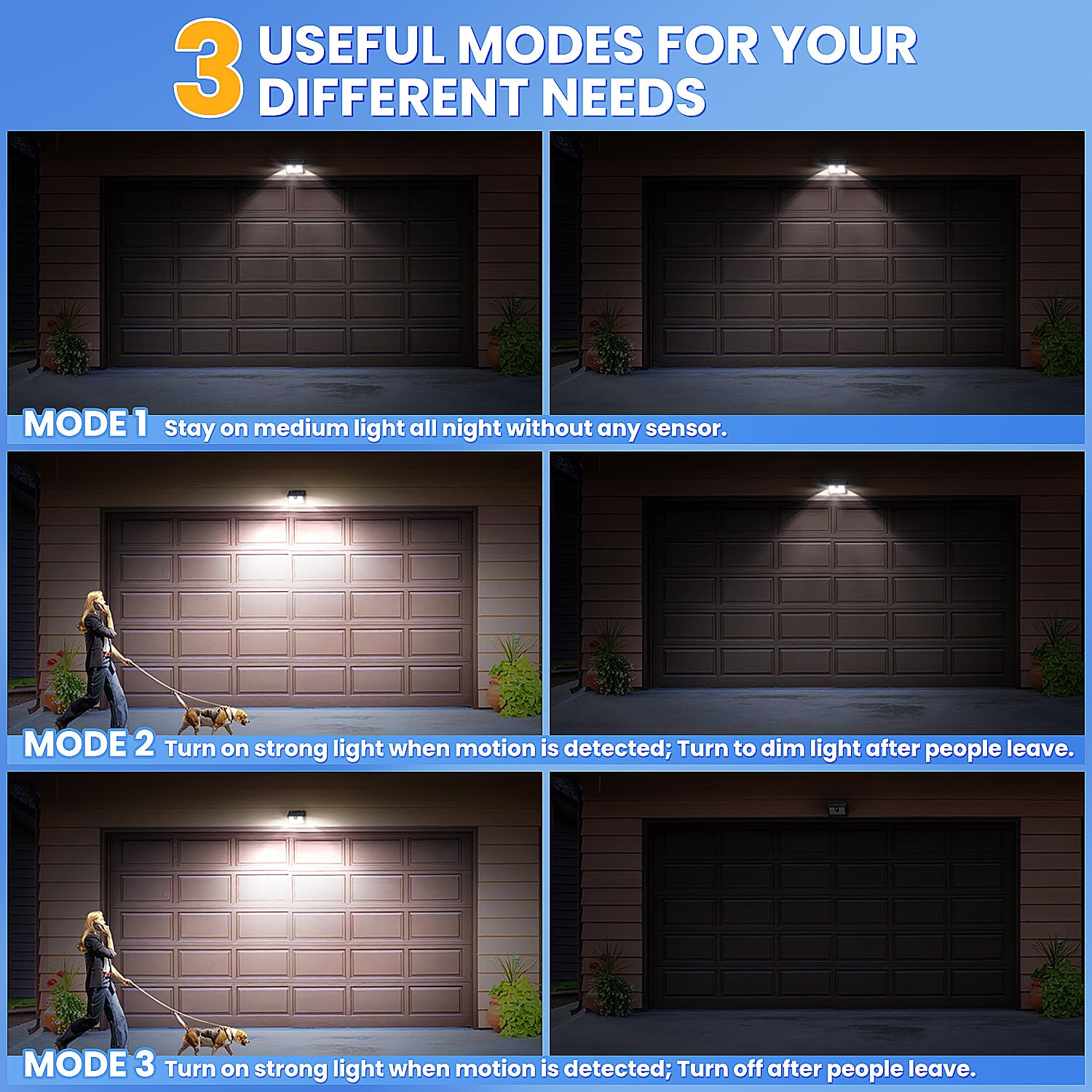 CLAONER Solar Motion Sensor Lights, Super Bright 4 Pack, Waterproof, Cool White, 3 Lighting Modes, Model SL354AB