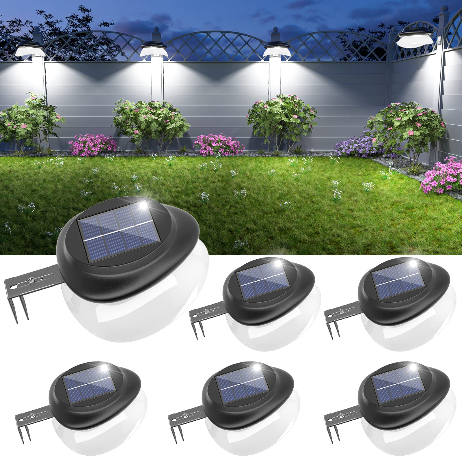 JSOT Solar Fence Lights, Bright Security Outdoor Backyard Lights Waterproof, Patio Decor Sign Lighting for Eaves Deck Pathway Ga