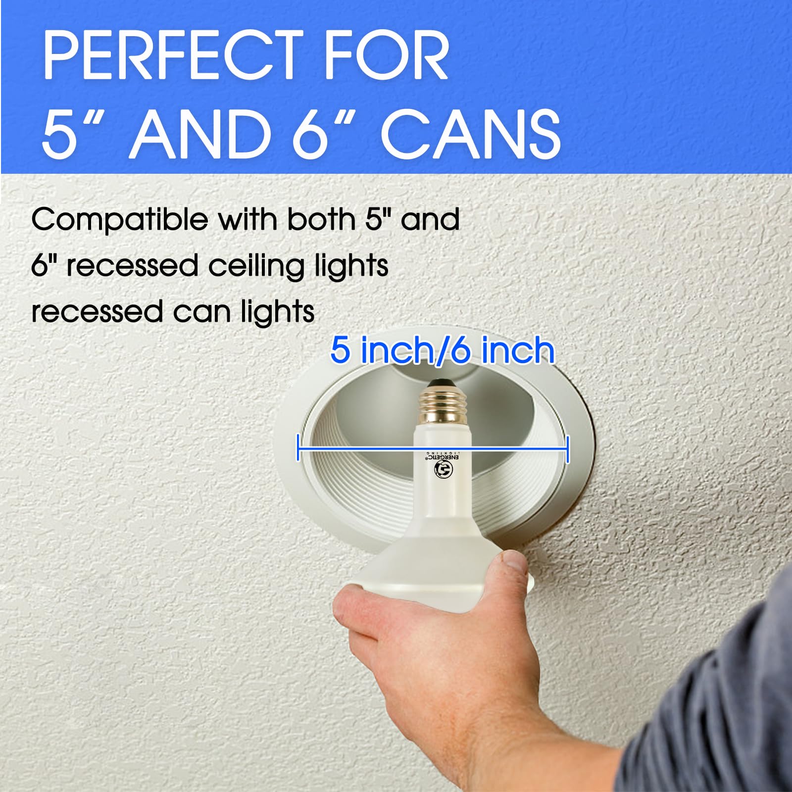 ENERGETIC SMARTER LIGHTING BR30 Flood Light Bulbs, Dimmable, 65W, 650 Lumen, Daylight 5000K, 2 Count, ETL Listed