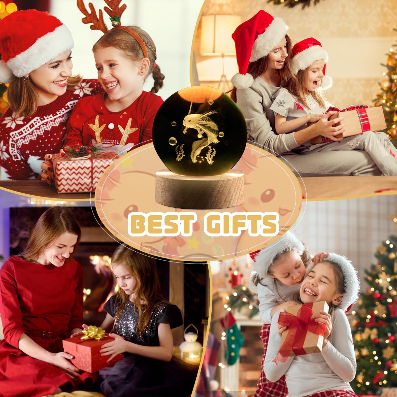 3.15In 3D Axolotl Gift, Axolotl Lamps For Bedroom, Axolotl Night Light, 16 Colors & Remote Controls Crystal Ball Axolotl Light,