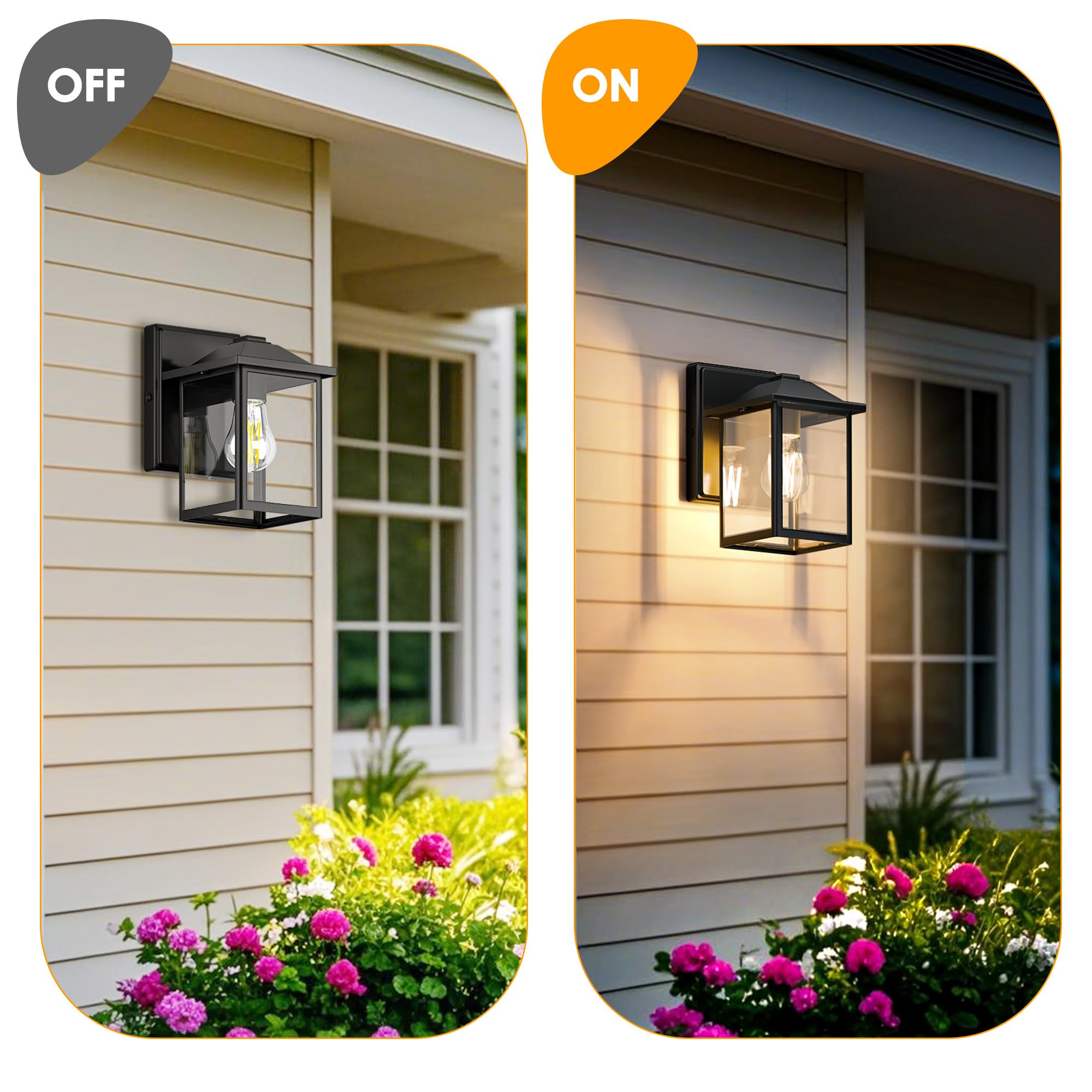 Matameye Outdoor Wall Lantern  Exterior Waterproof Wall Sconce Light Fixture  Black Front Door Mounted Lighting With Clear Glass  Anti-Rust Porch Lamp