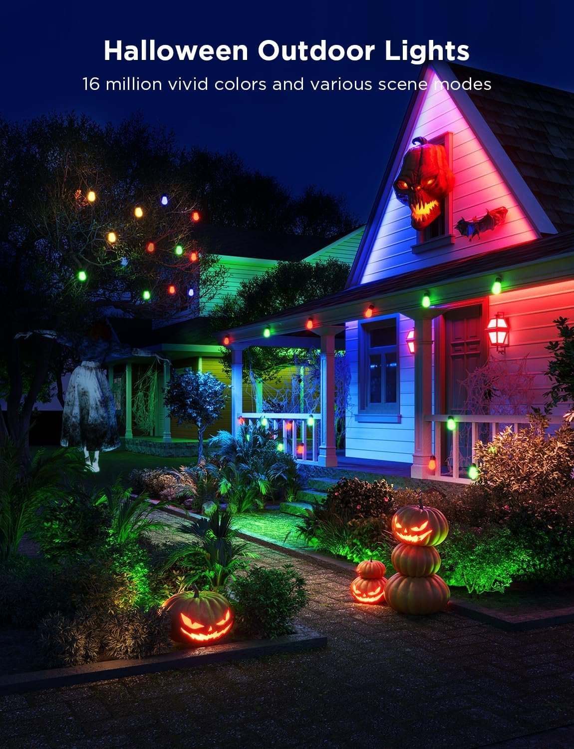 Govee Smart Outdoor String Lights, 48ft RGBIC, Dimmable Warm White LED, IP65 Waterproof, Model H7037