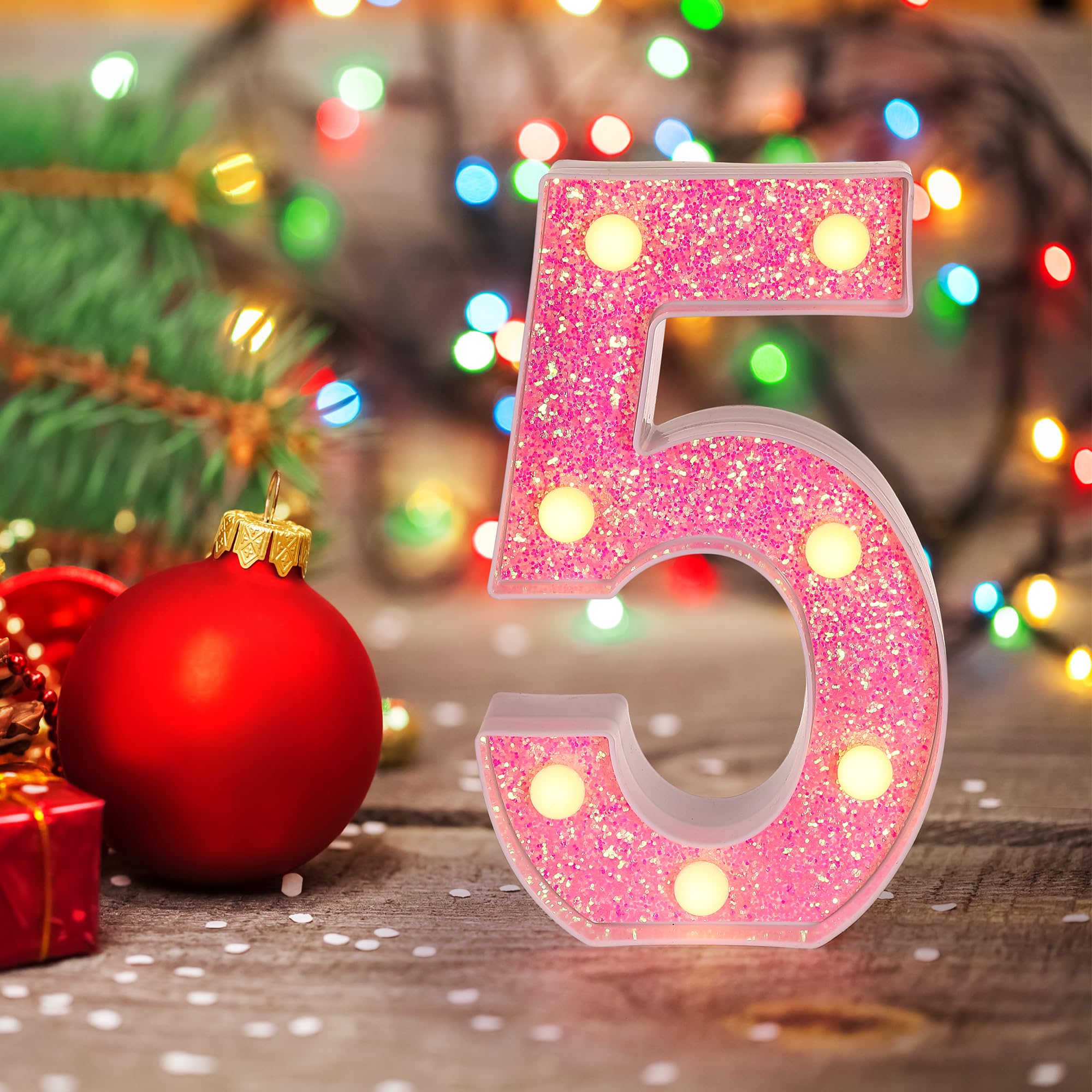 Foaky Led Letter Lights Sign Light Up Pink Letters Glitter Alphabet Letter Sign For Night Light ]Christmas Lamp Girls Gifts,12Th 20Th Birthday Decorations,2024 Graduation Decorations (2)