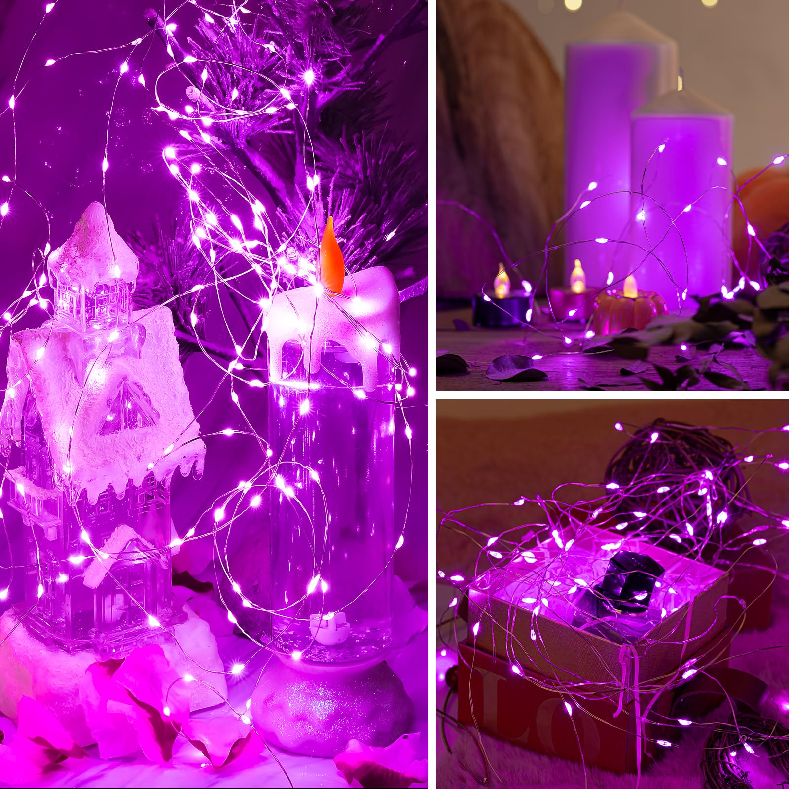 Sinamer 6 Pack Led Fairy Lights 7Ft Battery Powered Waterproof, Silver Wire 20 Led Pink Mini String Mason Jar Lights For Diy Wedding Party Bedroom Patio Easter Christmas