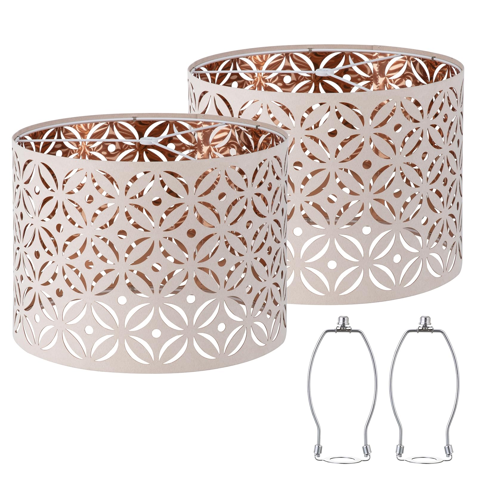 Pink Lamp Shades Set of 2, Drum Lampshades, Lampshade 10 Inches Height, Lampshades for Table Lamp, Floor Lamp, Pendant Light, La