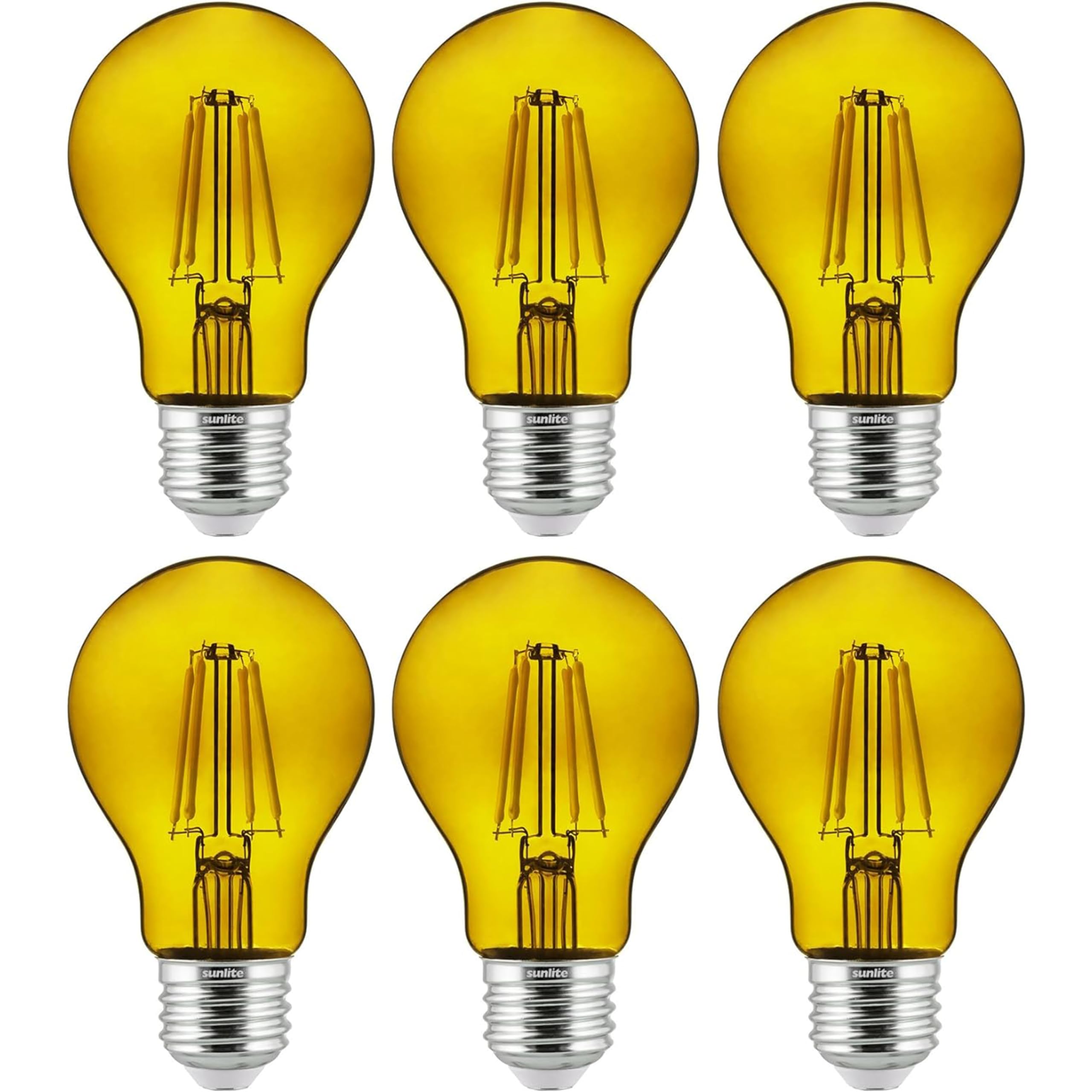 Sunlite 40942 LED Colored Filament A19 Light Bulb, 4.5 Watts, Medium E26 Base, 120 Volts, Transparent Yellow, Dimmable, 320 Degr