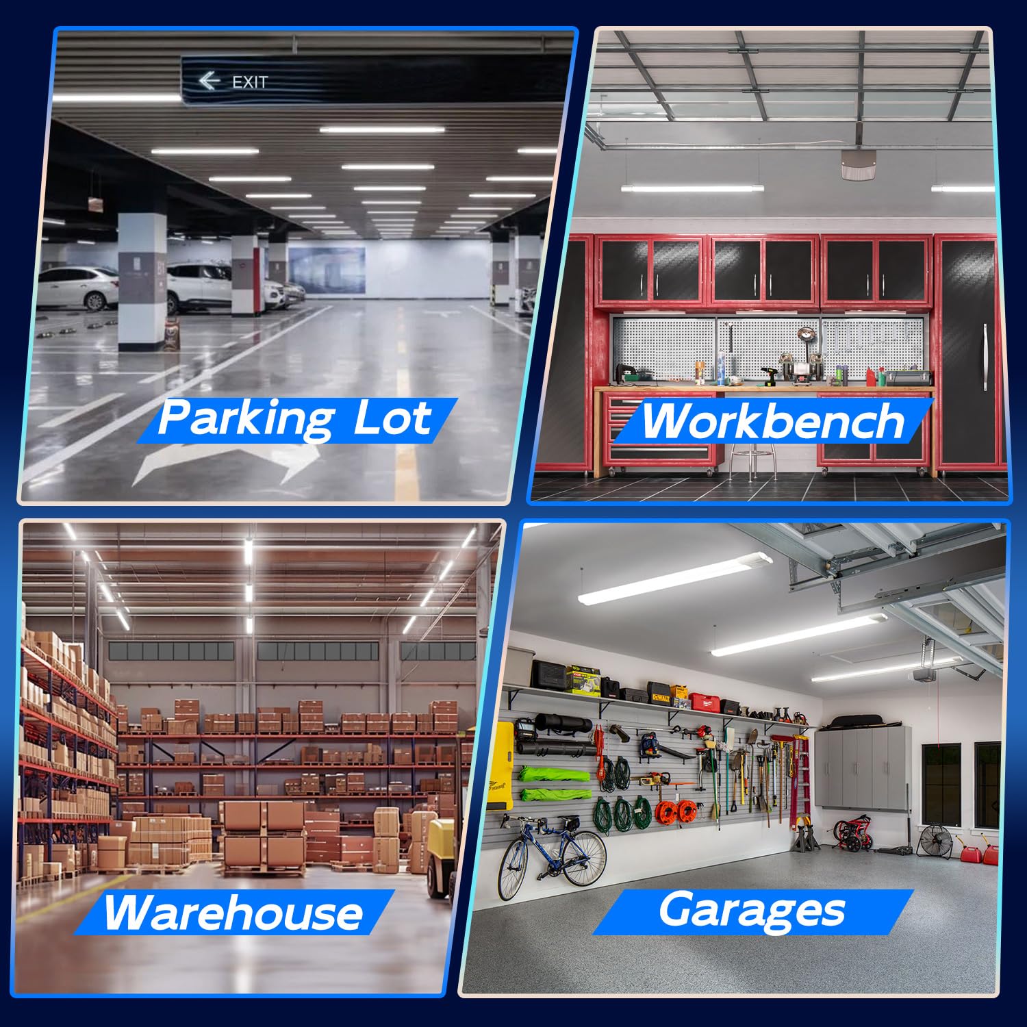 Hykolity 6 Pack 4Ft Linkable Led Shop Light For Garage  6500Lm  4Ft 60W Utility Light Fixture  5000K Daylight Led Workbench Light With Plug  Hanging Or Surface Mount  White - Etl