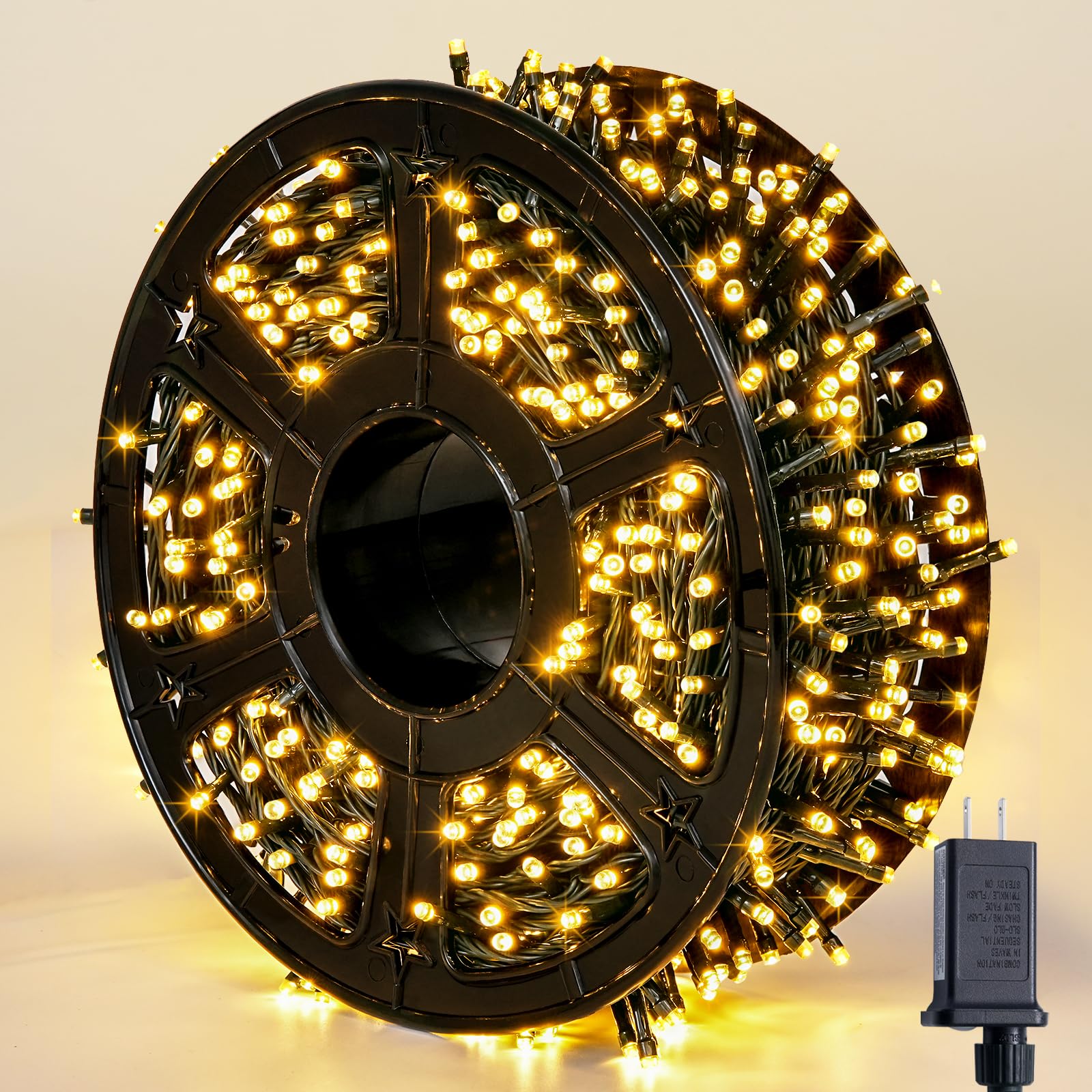 JMEXSUSS 272ft 800 LED Outdoor Christmas Lights, 8 Modes Warm White Christmas Tree Lights Green Wire, Waterproof Led Christmas S