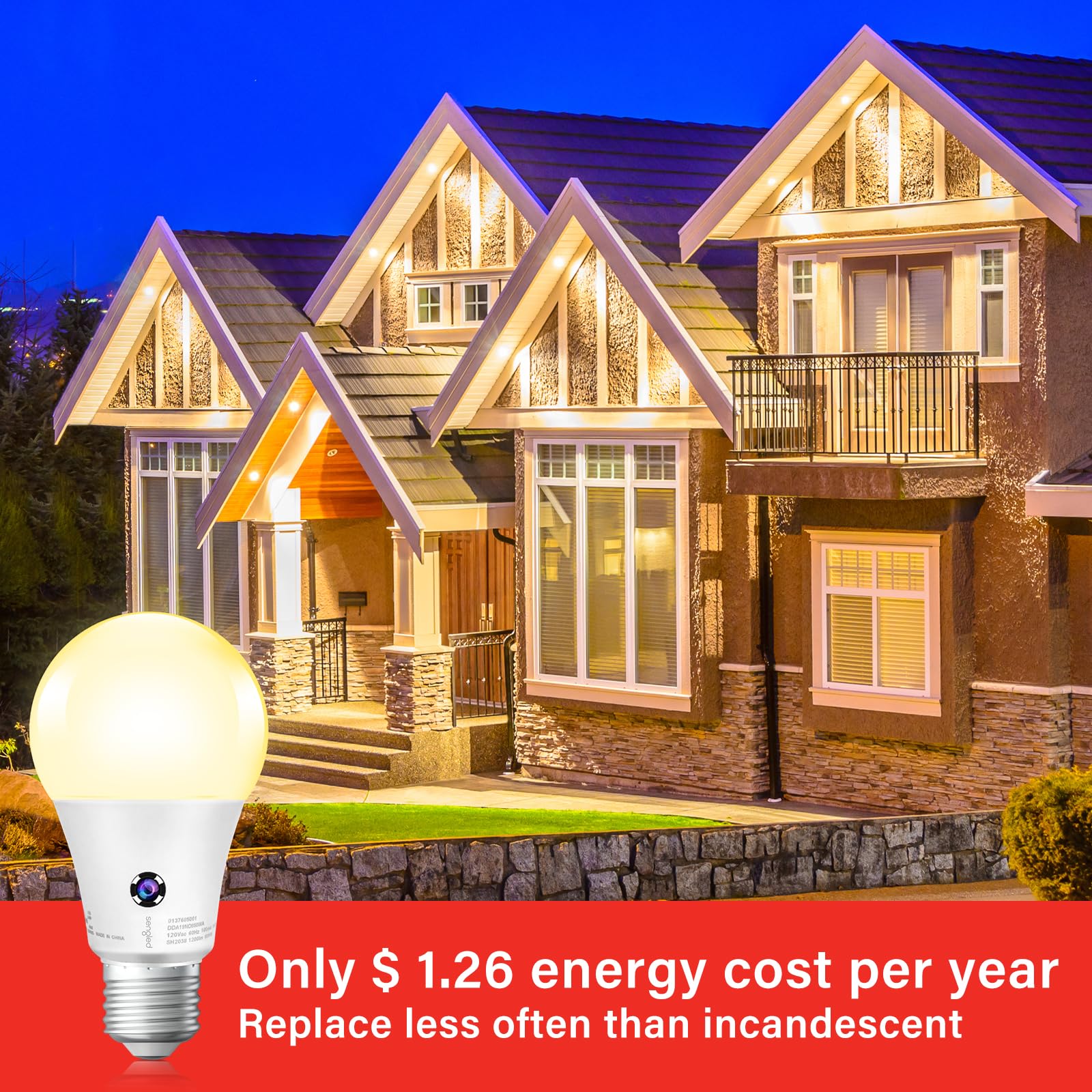 Sengled Dusk To Dawn Light Bulbs, Automatic Photocell Led Bulb For Outdoor Lighting, 3000K Soft White, A19 Led, 1200Lm, Sensor L