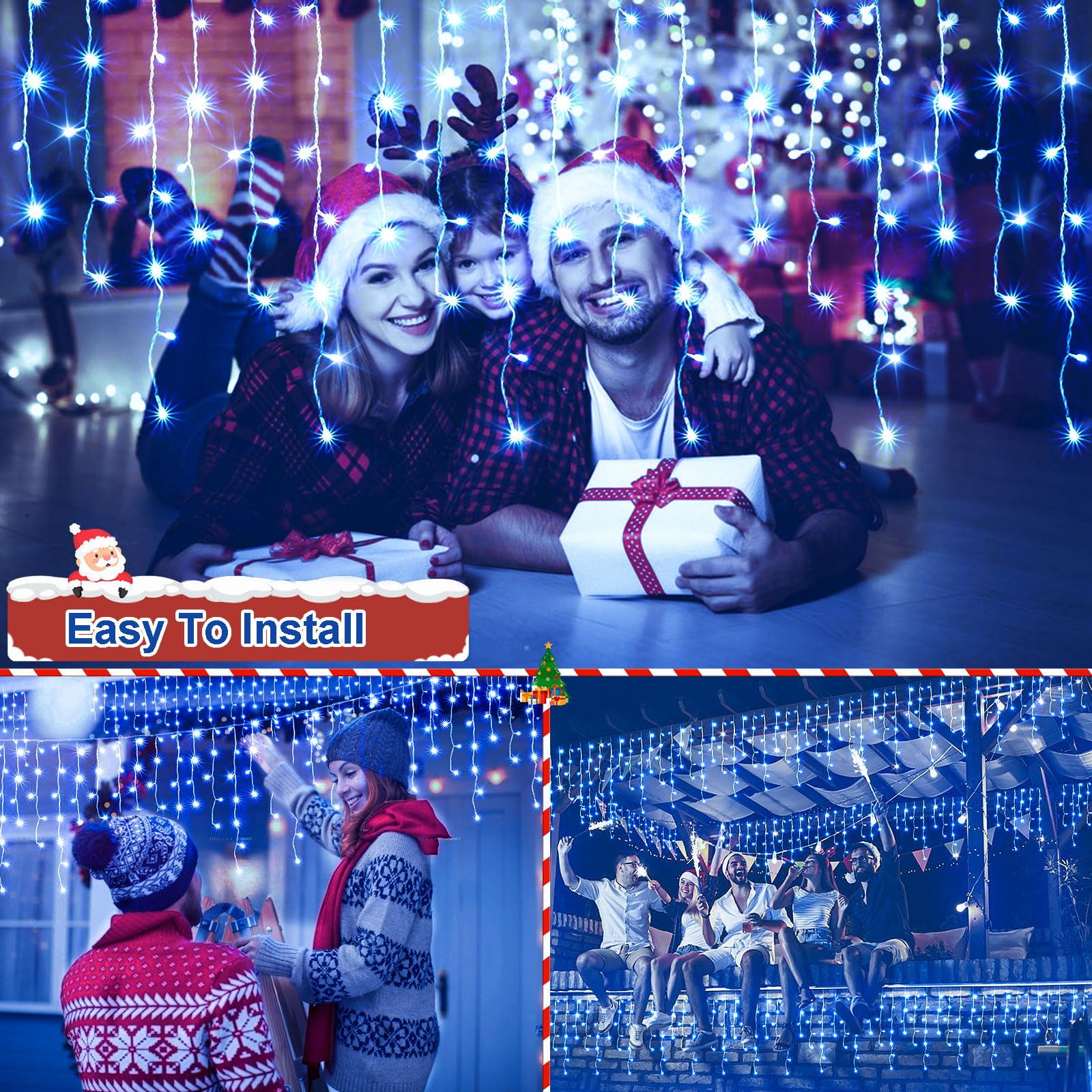 Jxledayy Christmas Lights 640 Led 65 Ft Christmas Lights Outdoor With 120 Drops Plug In 8 Modes Christmas Decorations Curtain Fa