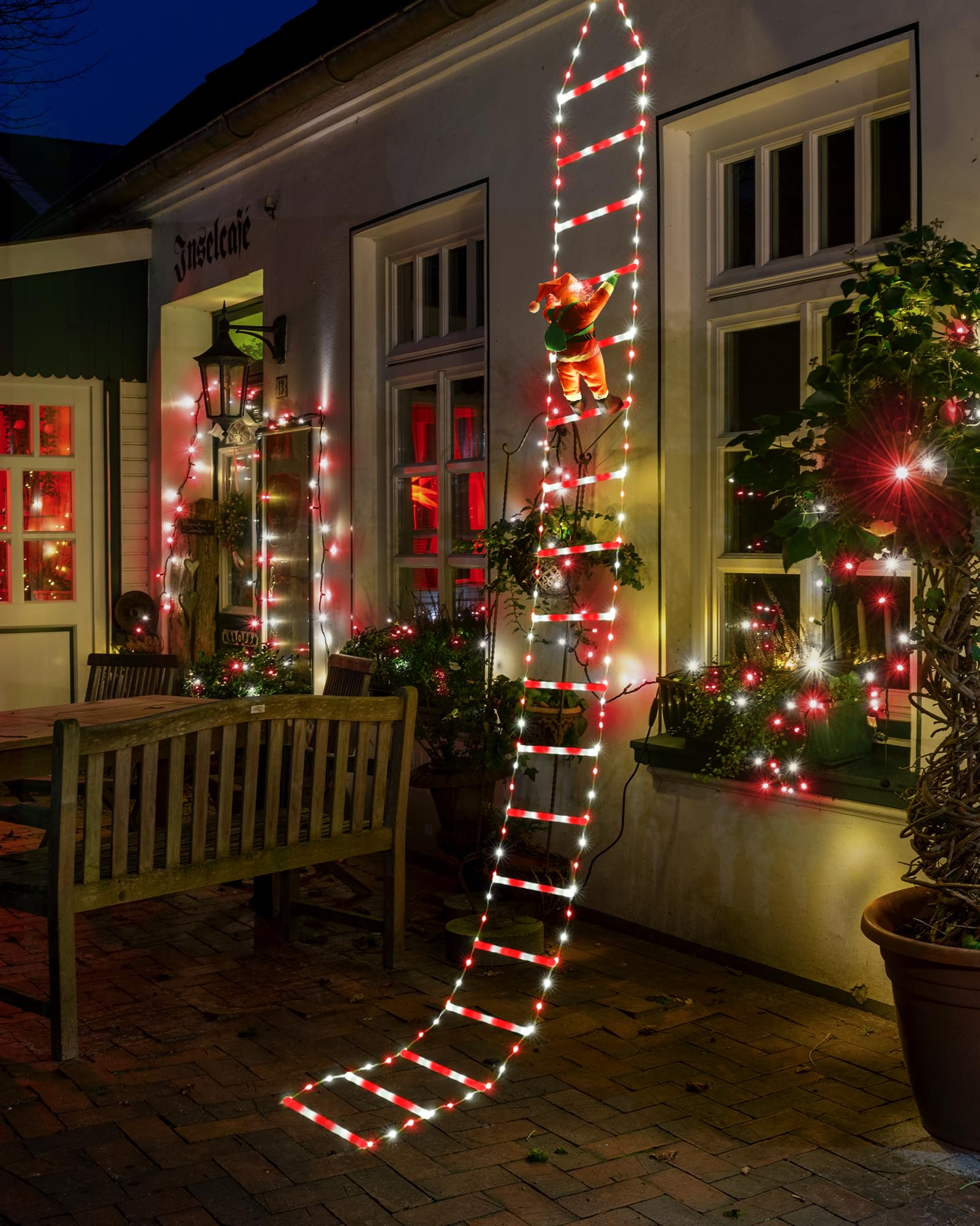 Toodour LED Christmas Lights - 10ft Decorative Ladder Lights - White & Red - Model LED08240338 - Indoor/Outdoor Xmas Decor