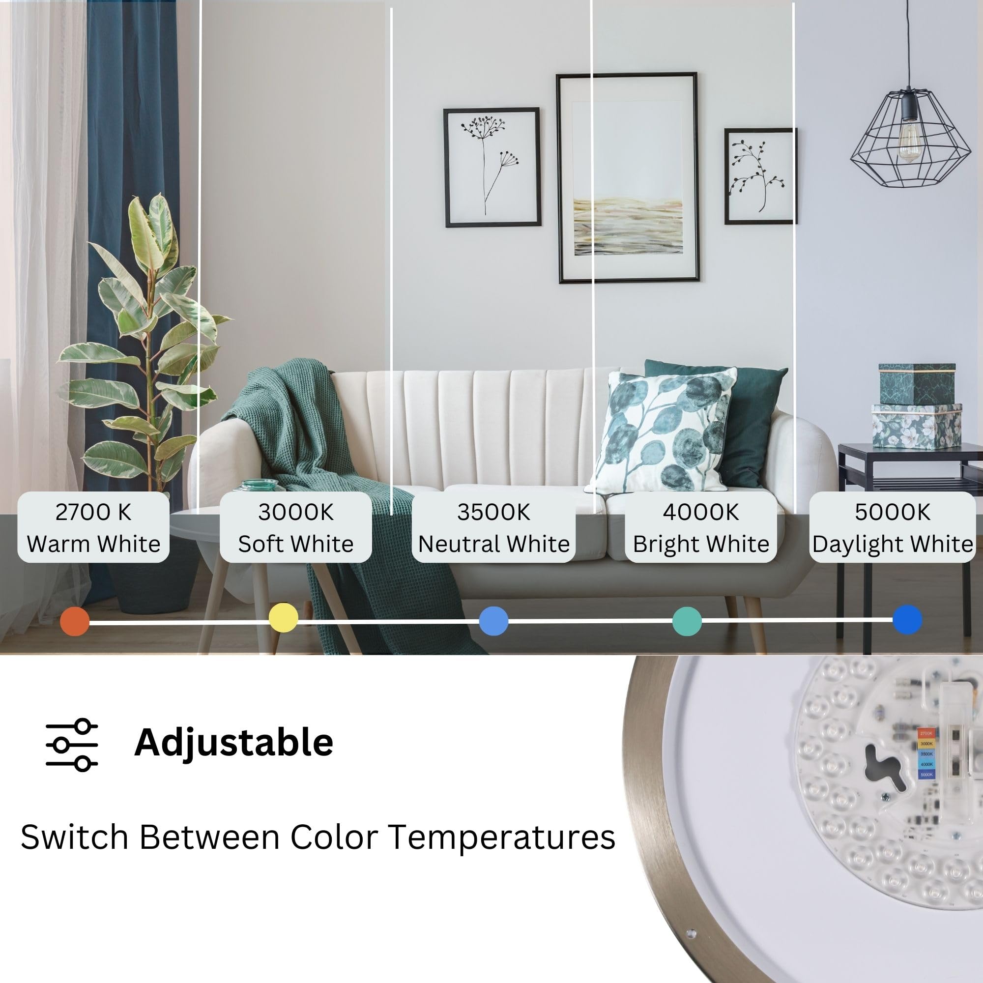 Dymond Led Ceiling Light 14 Inch Dimmable Flush Mount Adjustable Light Color (2700K/3000K/3500K/4000K/5000K) Surface Mount Ceiling Lamp For Hallway Closet Kitchen Kids Room