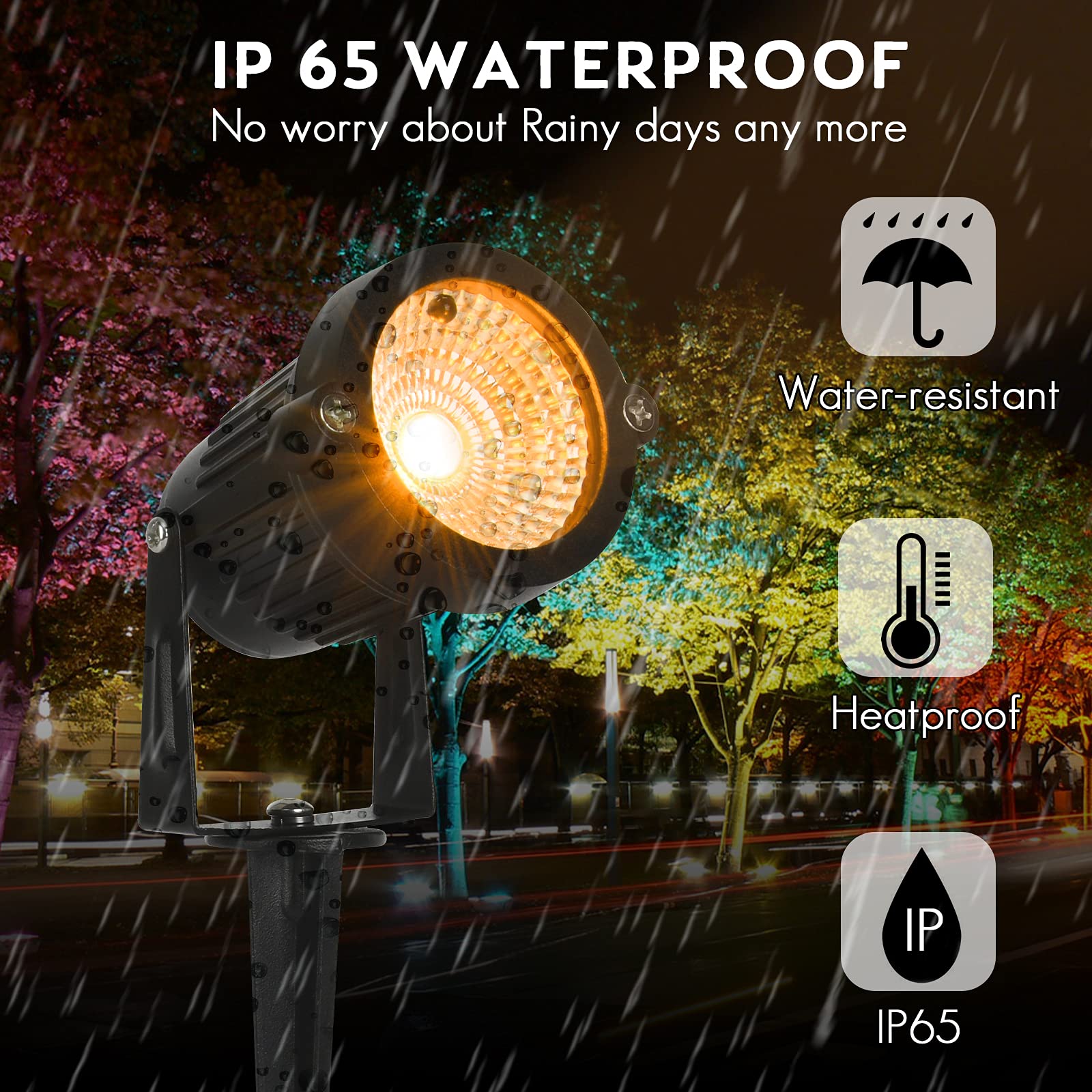 ACHENGE LED Outdoor Spotlights, 6W, IP66 Waterproof, Remote Control, Multicolor, 8 Inch, Model 762716708969