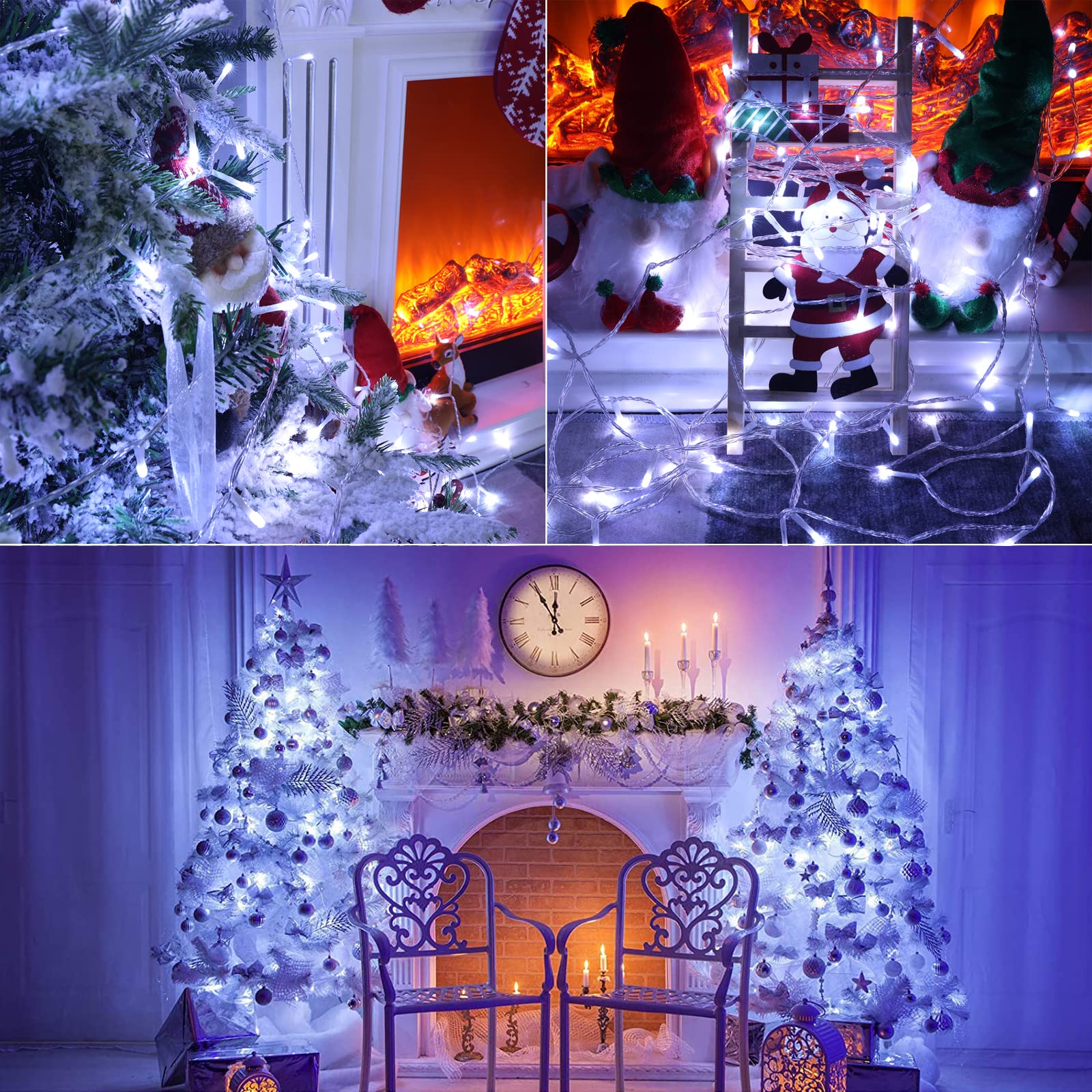 Christmas Lights Cool White, 75 Ft 200 Led Christmas String Lights Connectable, 8 Modes, Timer, Waterproof Fairy Twinkle Lights For Christmas Party, Garden, Patio, Home, Holiday, Xmas Tree Decorations