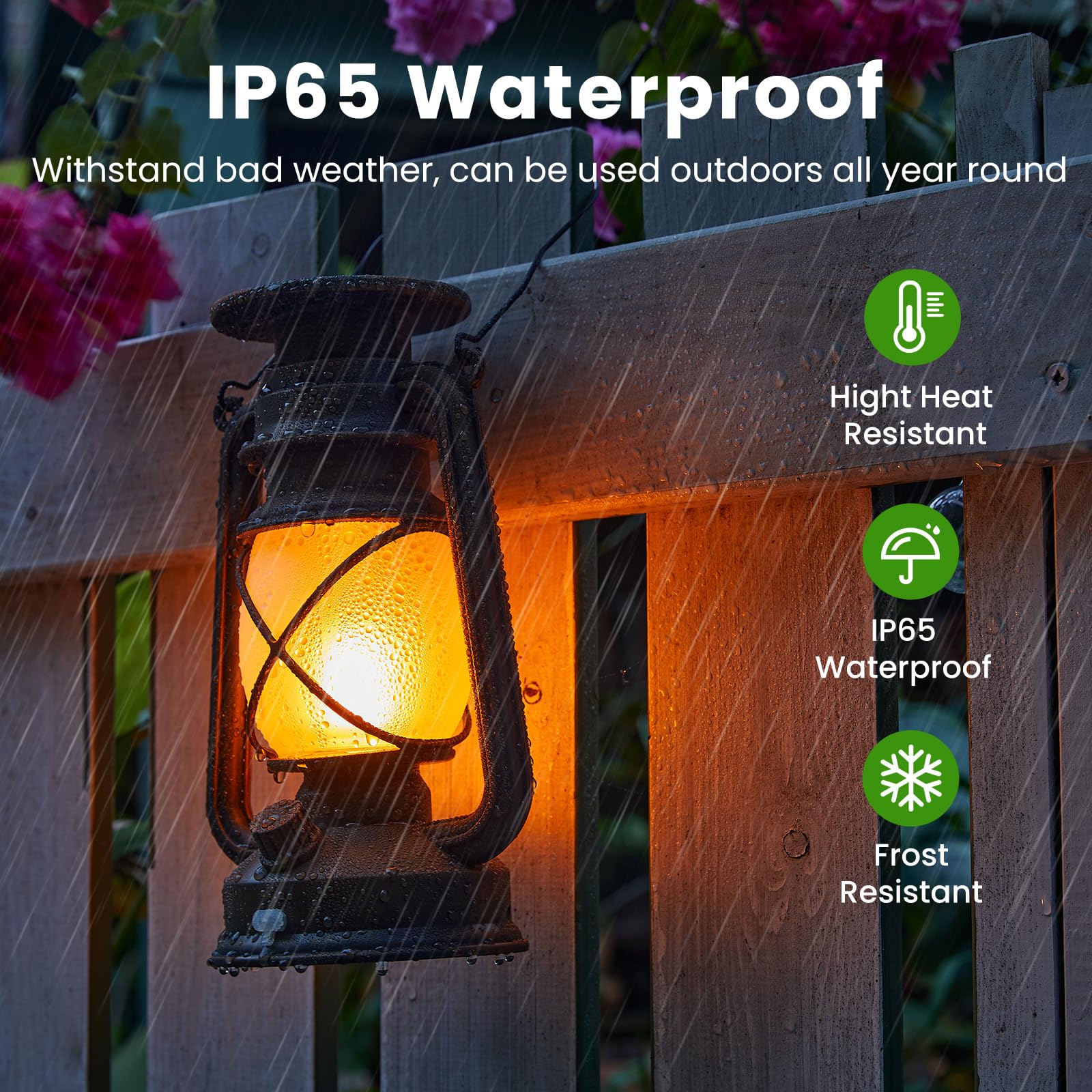 Kooper Solar Lanterns 2 Pack, Vintage Flickering Flame, Waterproof Hanging Lights For Outdoor Decor