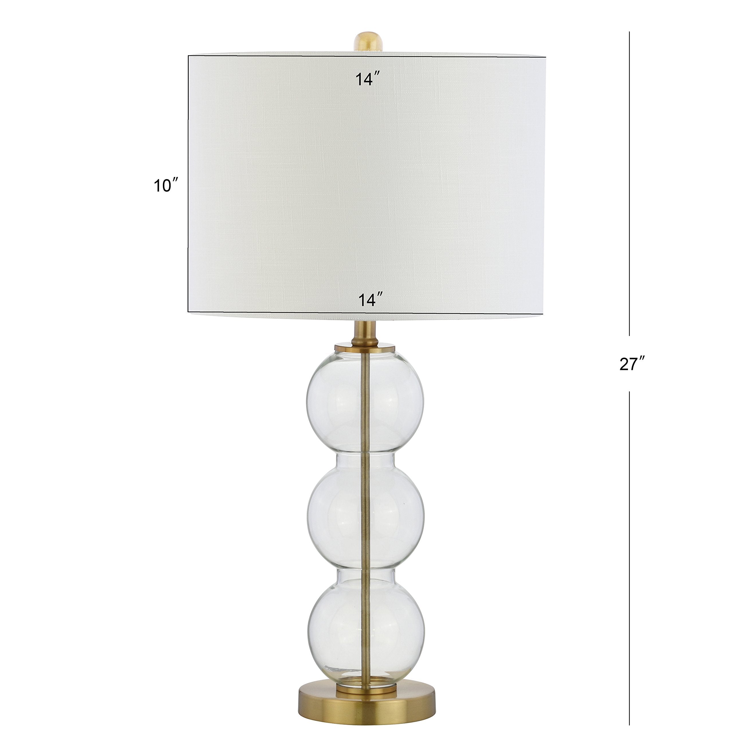JONATHAN Y Set of 2 Table Lamps, 27" Glass Triple-Sphere LED, Clear/Brass, Model JYL1070A-SET2, Contemporary Design for Bedroom/