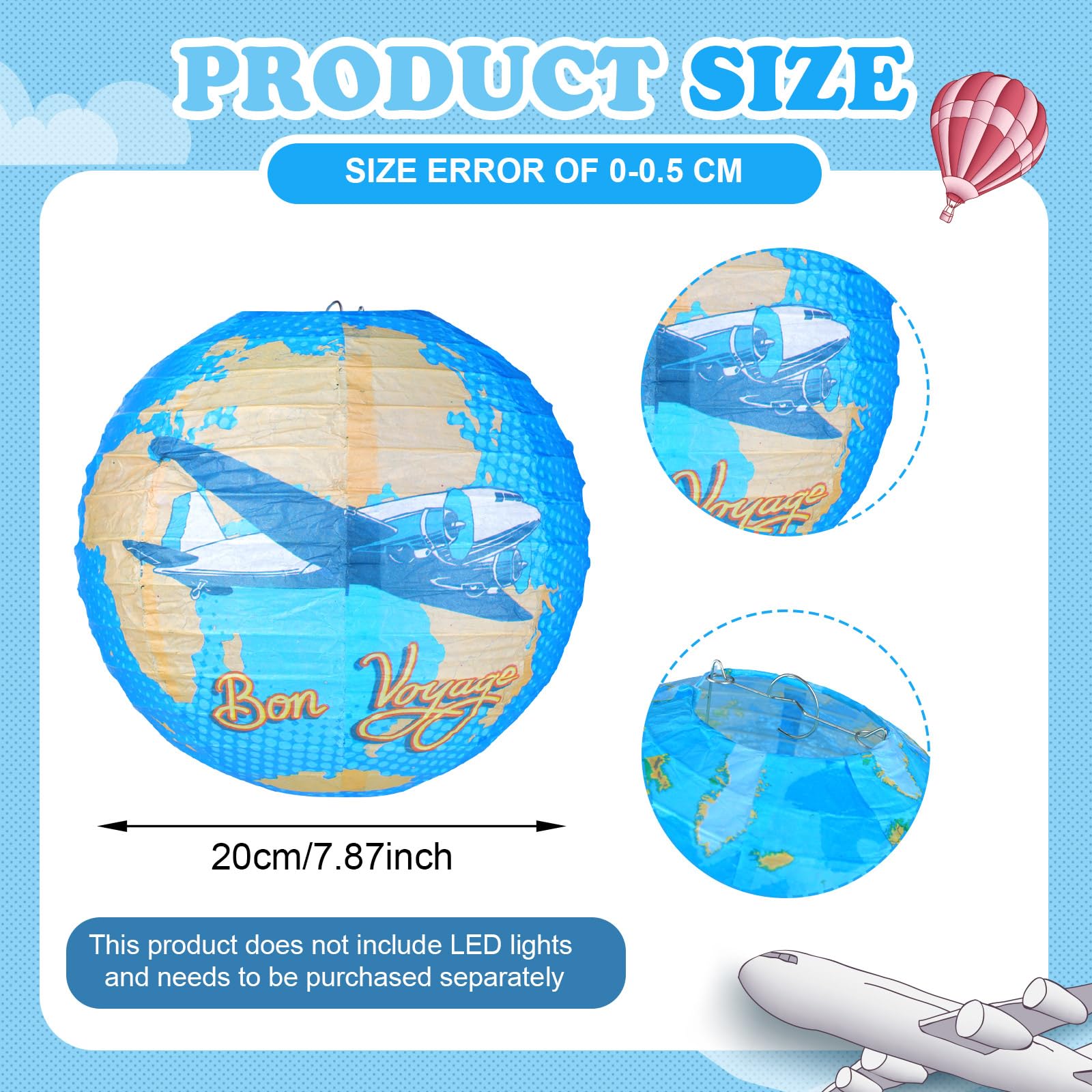 Panelee 12 Pcs Travel Around The World Party Decorations Bon Voyage Paper Hanging Lanterns 8 Inch Adventure Travel Round Paper L