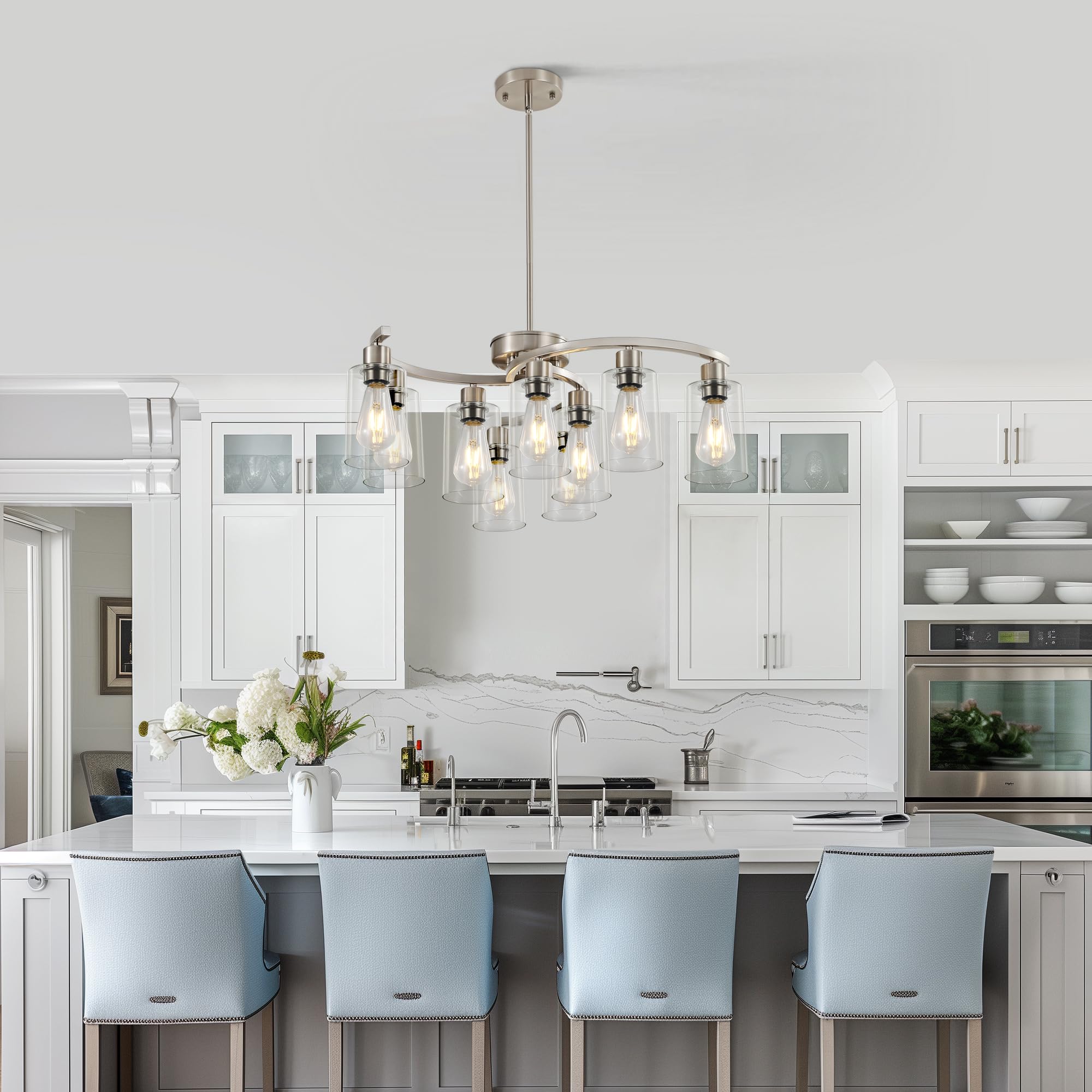 Sigaitwei 9-Light Brushed Nickel Kitchen Light Fixtures