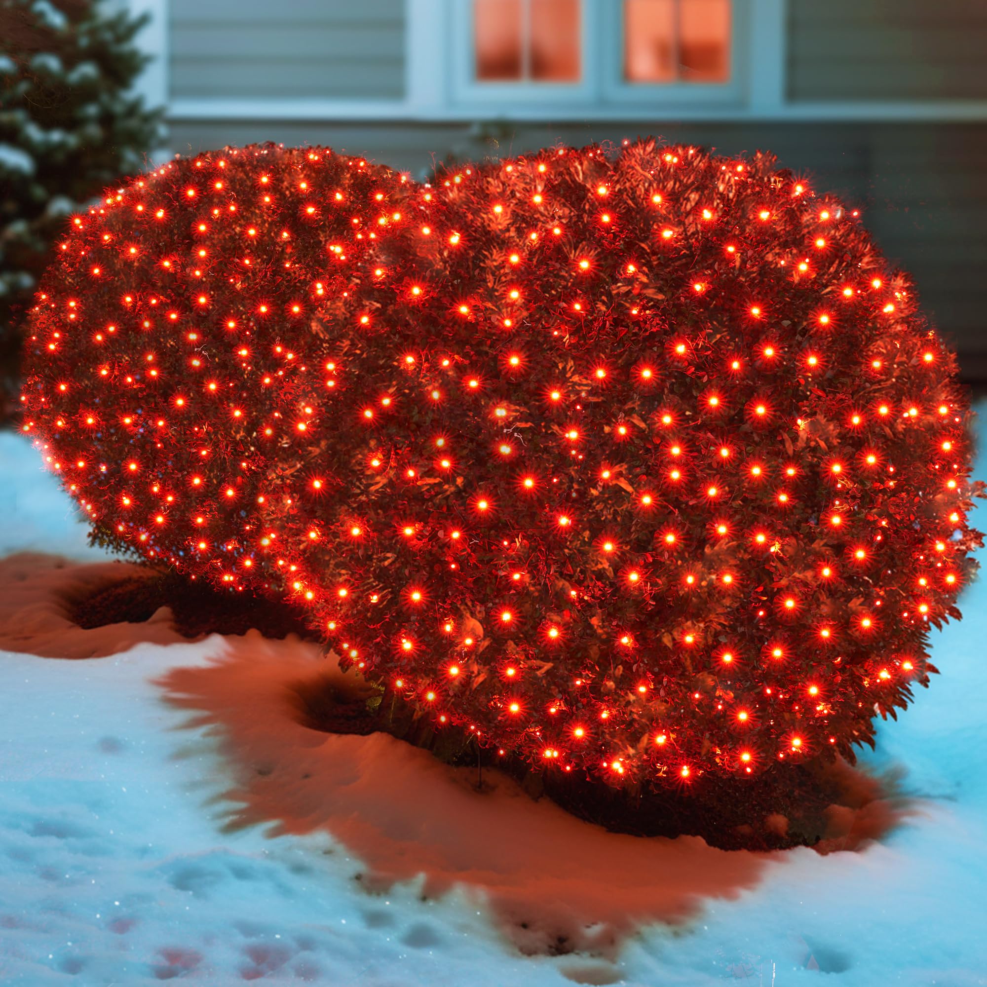 Sylampow LED Christmas Net Lights, 120 LED, 6ft x 5ft, Red, Connectable for Outdoor/Indoor Holiday Decorations