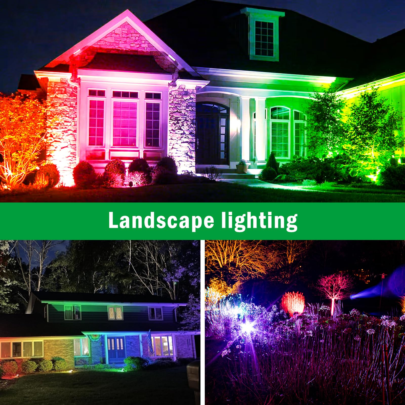 Jiaqiyan Rgb Spotlight Outdoor 12W Color Changing Landscape Lighting With Remote Control Outdoor Spotlight For Yard 120V Waterpr