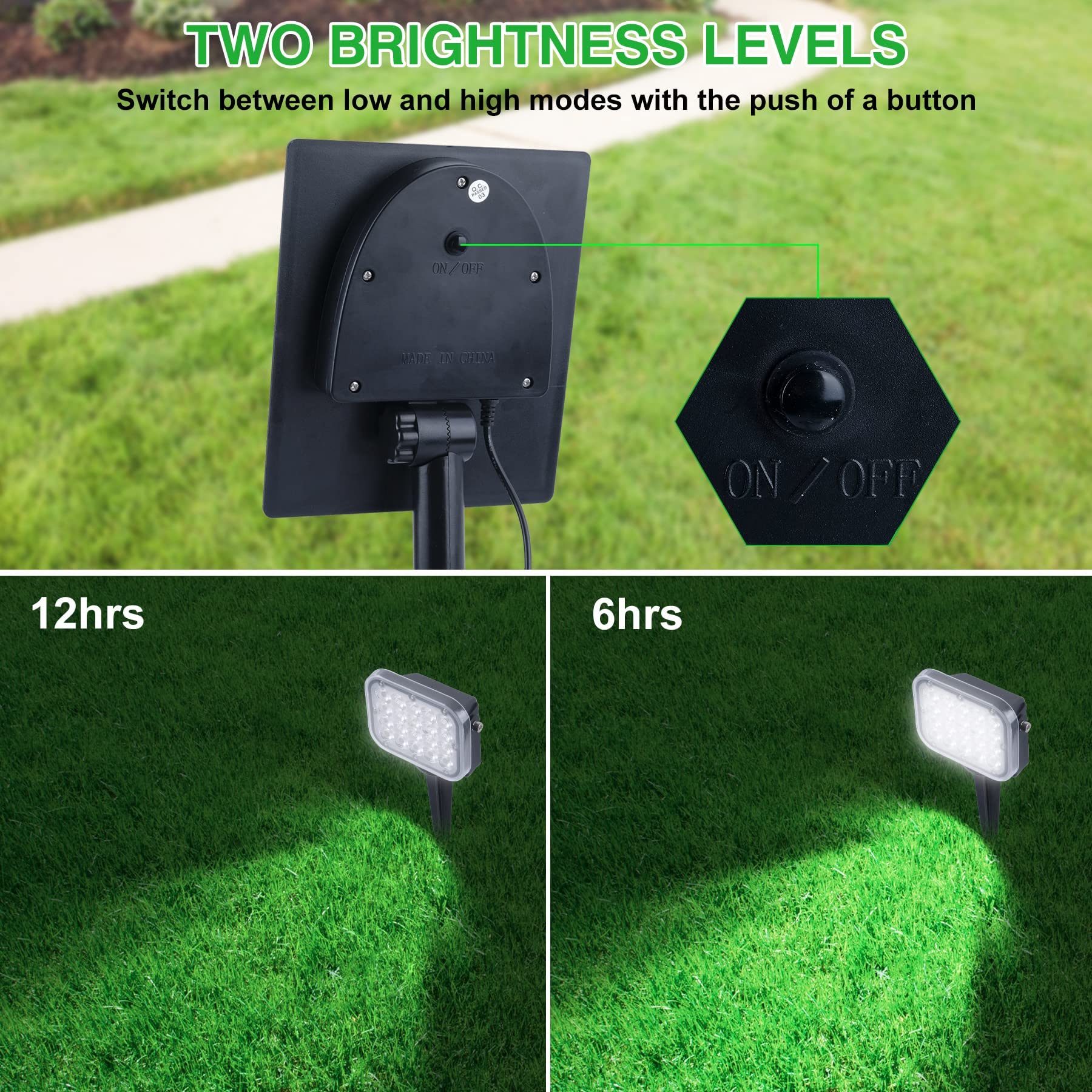 Crepow Solar Spot Lights - 20 Led Waterproof Landscape Lights, Dusk-To-Dawn, Cold White, 2-In-1