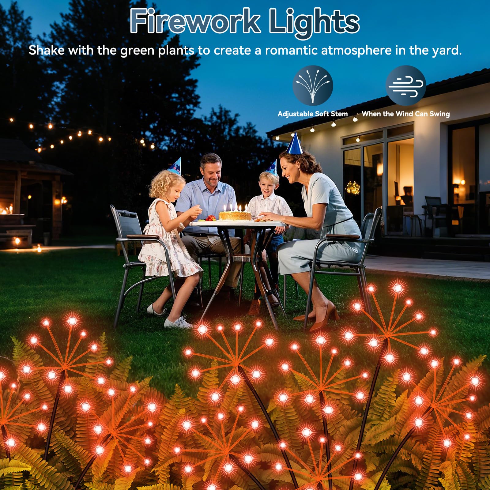 Solar Garden Lights 2 Pack Waterproof Swaying Starburst Light Solar Outdoor Lights For Yard Patio Walkway Pathway Party Wedding Decoration  Unique Gifts For Women  Orange