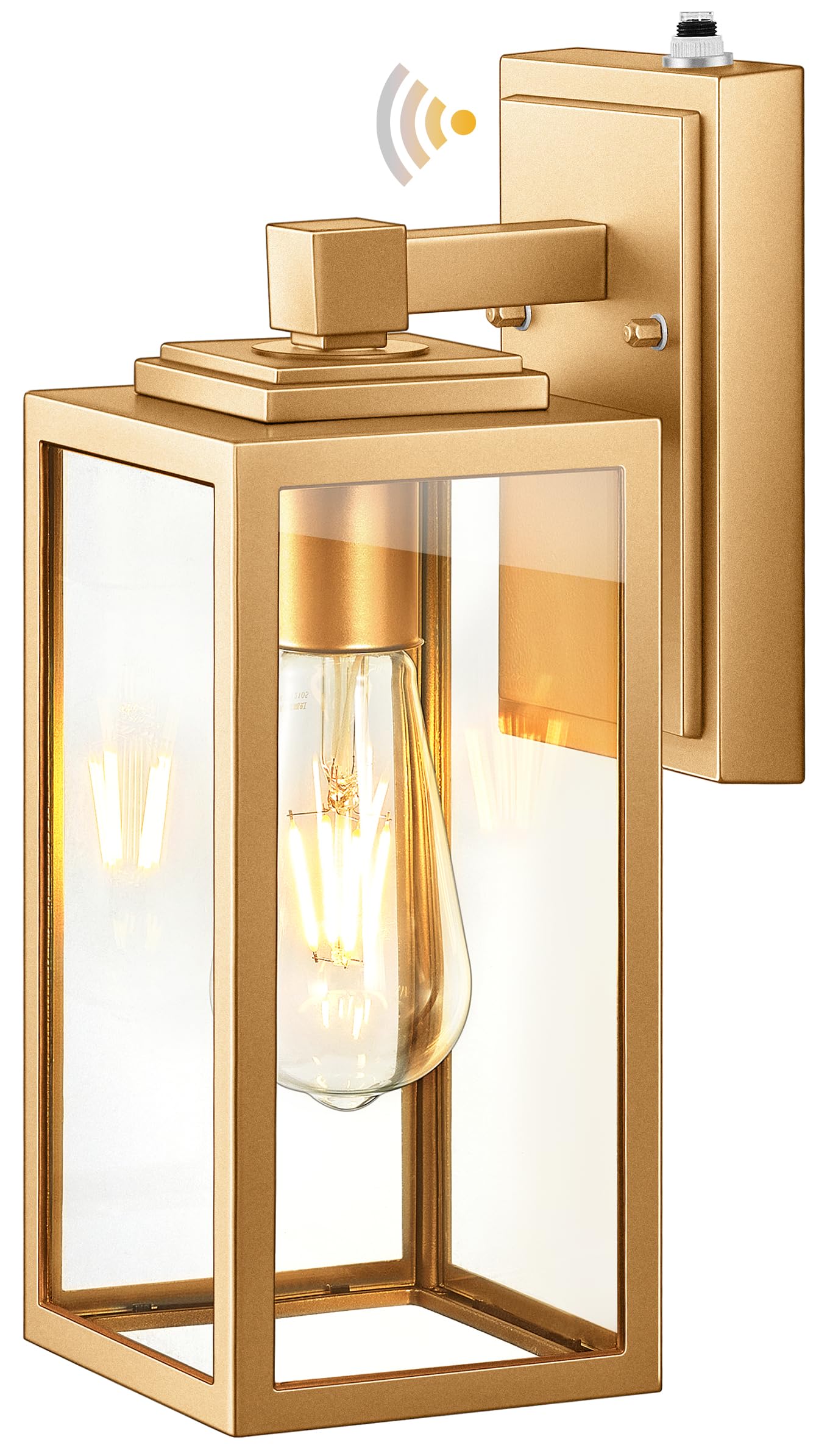 VIANIS Gold Outdoor Wall Light, Dusk to Dawn Sensor, Aluminum Sconce, 12in , Model V81111GD